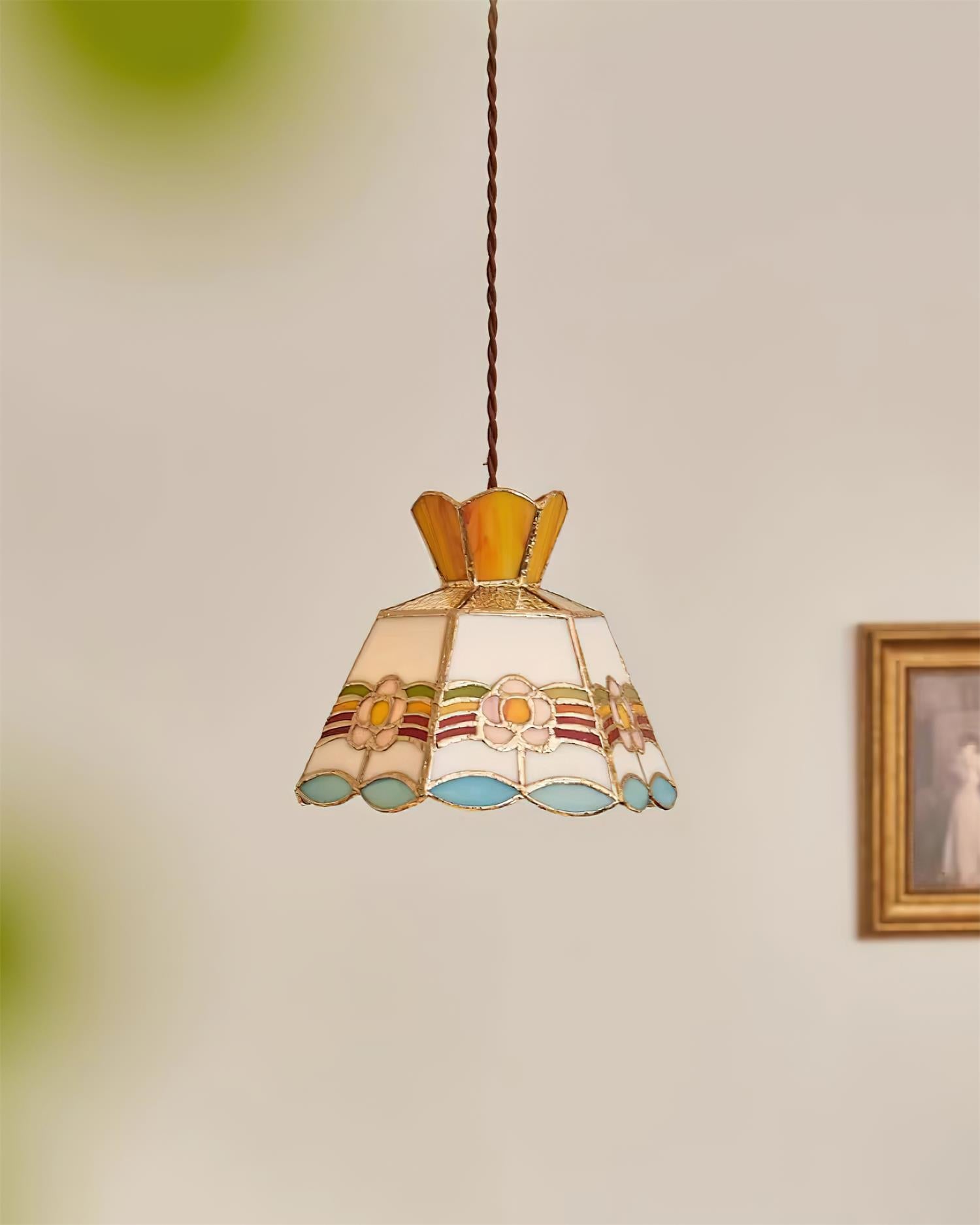 Pendant Light Glass 7.8 in Colorful Dining Room Kitchen Island Hanging Lamp Vintage Style | Thomler