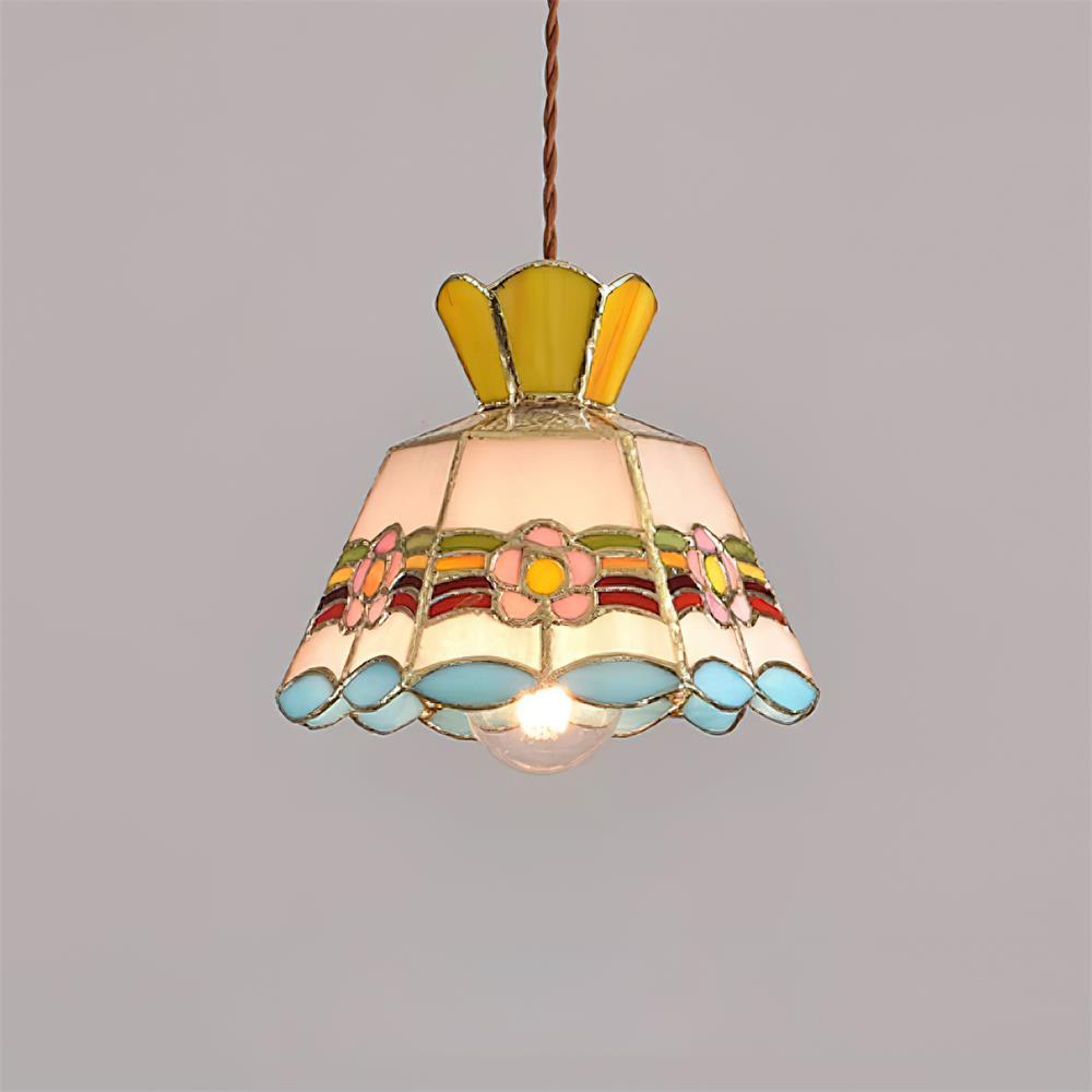 Pendant Light Glass 7.8 in Colorful Dining Room Kitchen Island Hanging Lamp Vintage Style | Thomler