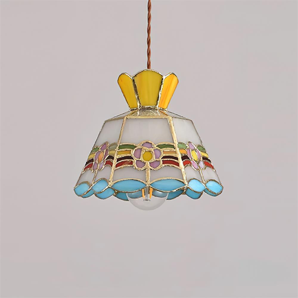 Pendant Light Glass 7.8 in Colorful Dining Room Kitchen Island Hanging Lamp Vintage Style | Thomler