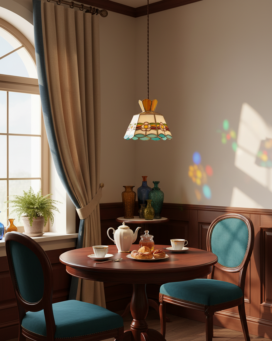 Pendant Light Glass 7.8 in Colorful Dining Room Kitchen Island Hanging Lamp Vintage Style | Thomler