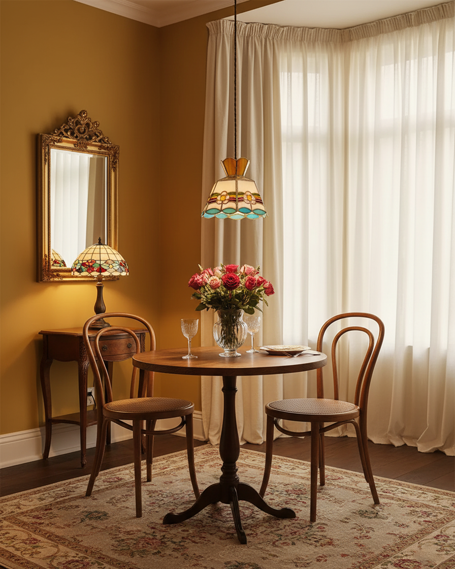Pendant Light Glass 7.8 in Colorful Dining Room Kitchen Island Hanging Lamp Vintage Style | Thomler