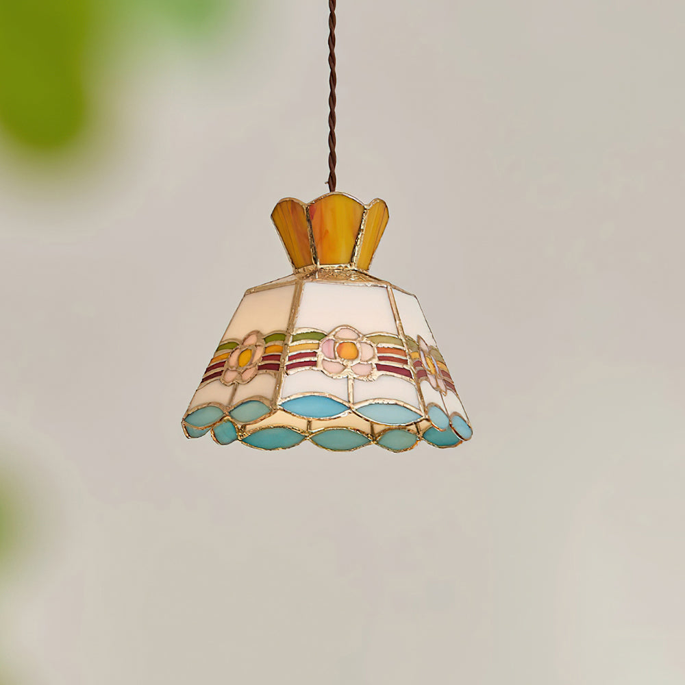 Pendant Light Glass 7.8 in Colorful Dining Room Kitchen Island Hanging Lamp Vintage Style | Thomler