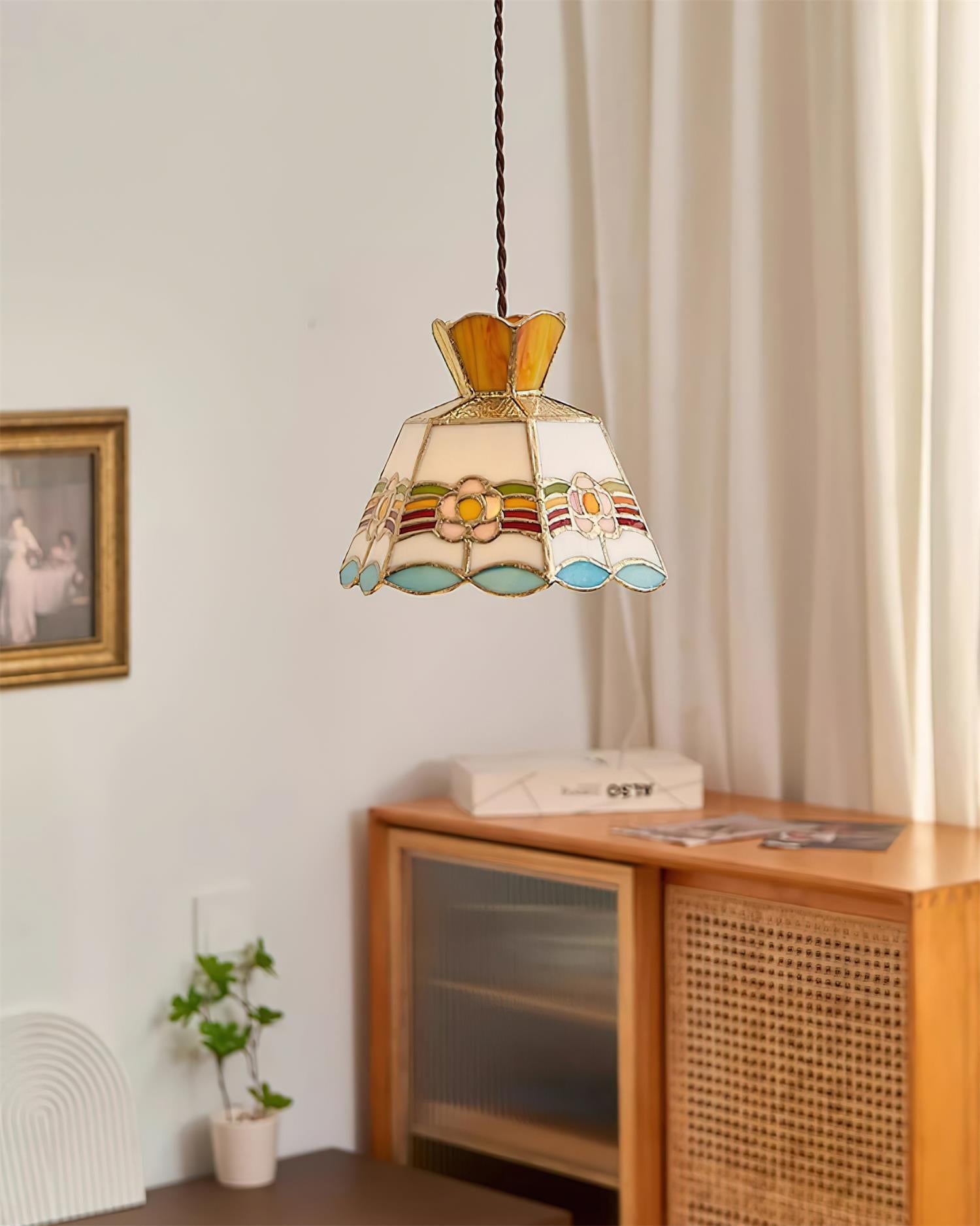 Pendant Light Glass 7.8 in Colorful Dining Room Kitchen Island Hanging Lamp Vintage Style | Thomler
