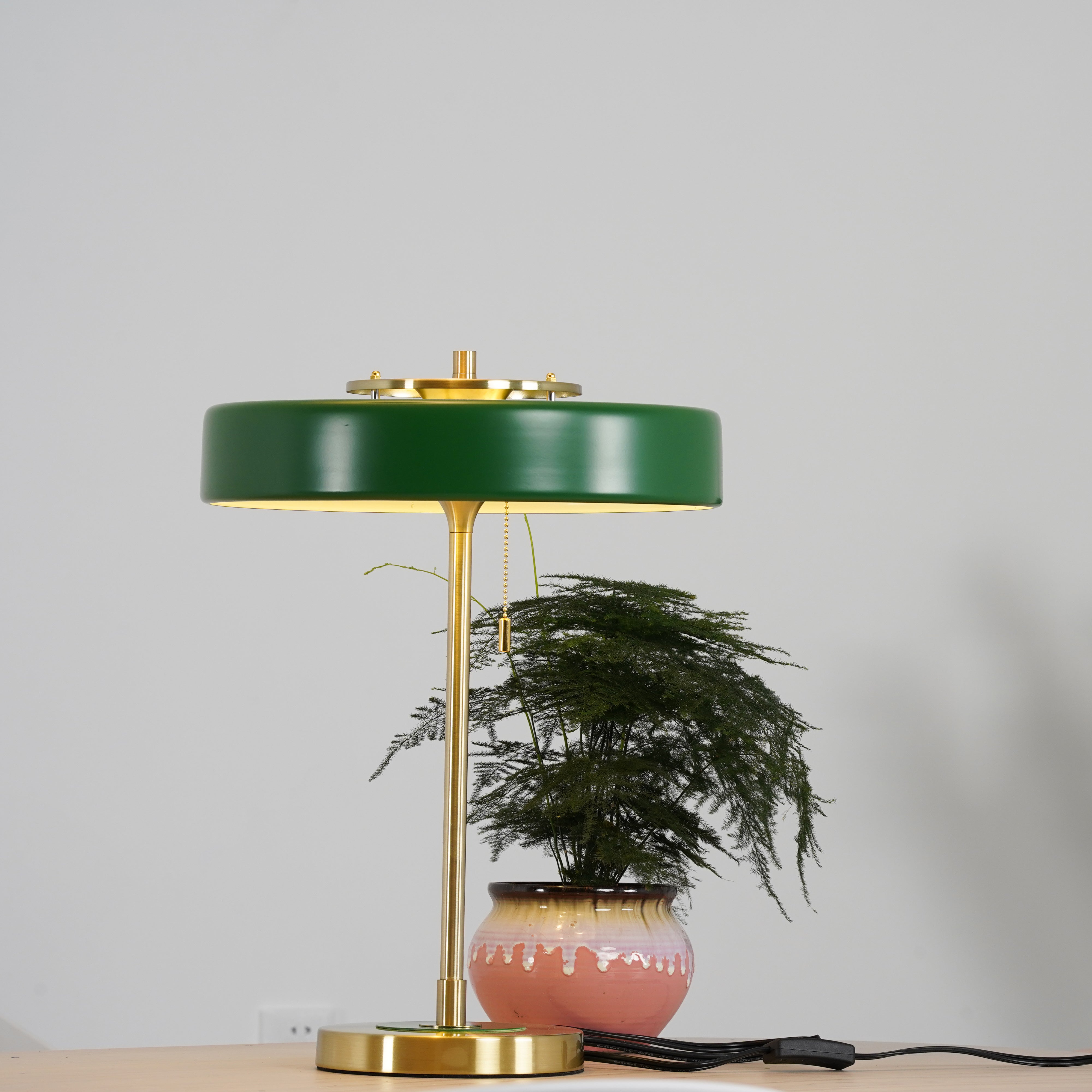 Table Lamp Metal 13.8 in x 18.9 in Acrylic Shade Indoor Desk Nightstand Light | Thomler