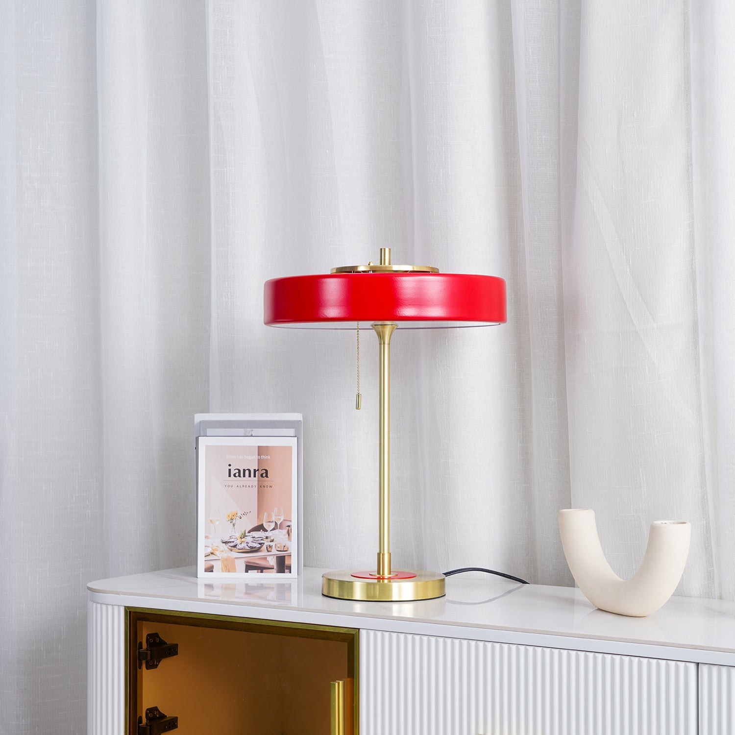 Table Lamp Metal 13.8 in x 18.9 in Acrylic Shade Indoor Desk Nightstand Light | Thomler