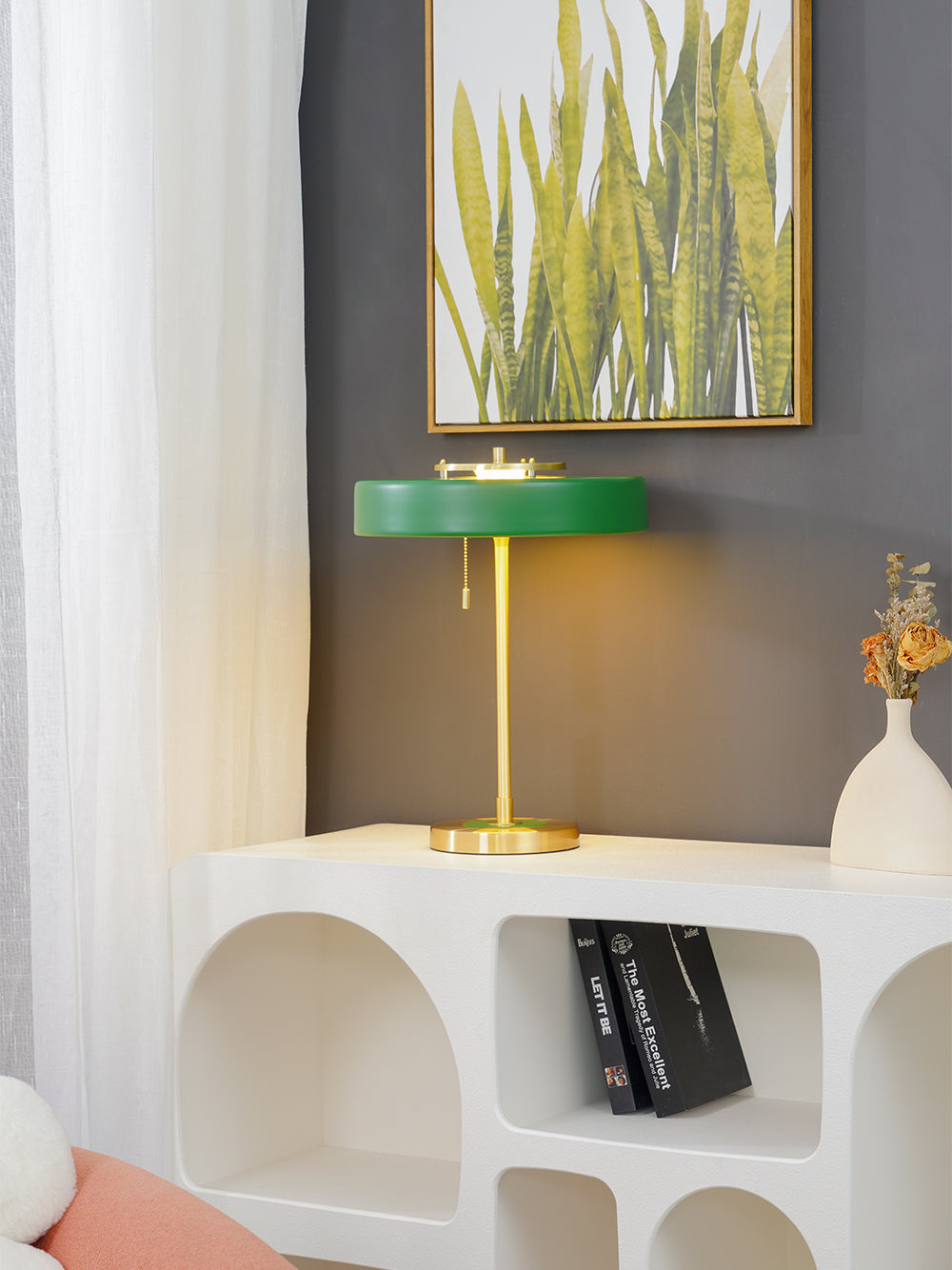 Table Lamp Metal 13.8 in x 18.9 in Acrylic Shade Indoor Desk Nightstand Light | Thomler