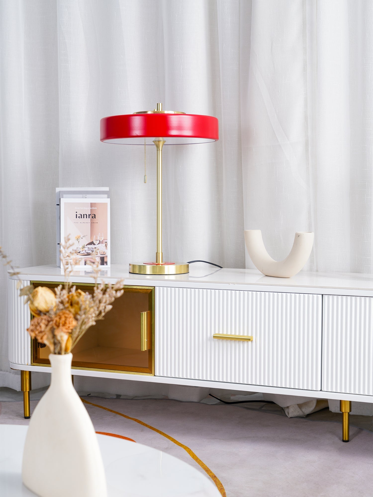 Table Lamp Metal 13.8 in x 18.9 in Acrylic Shade Indoor Desk Nightstand Light | Thomler