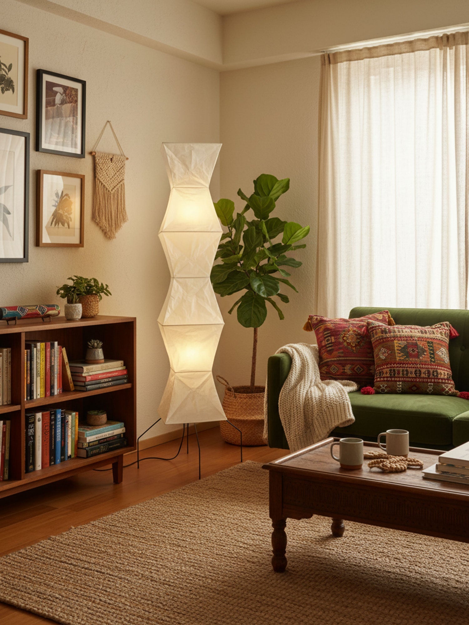 Akari Floor Lamp 47 in Mulberry Paper White Indoor Ambient Lighting Decorative Sculpture | Thomler