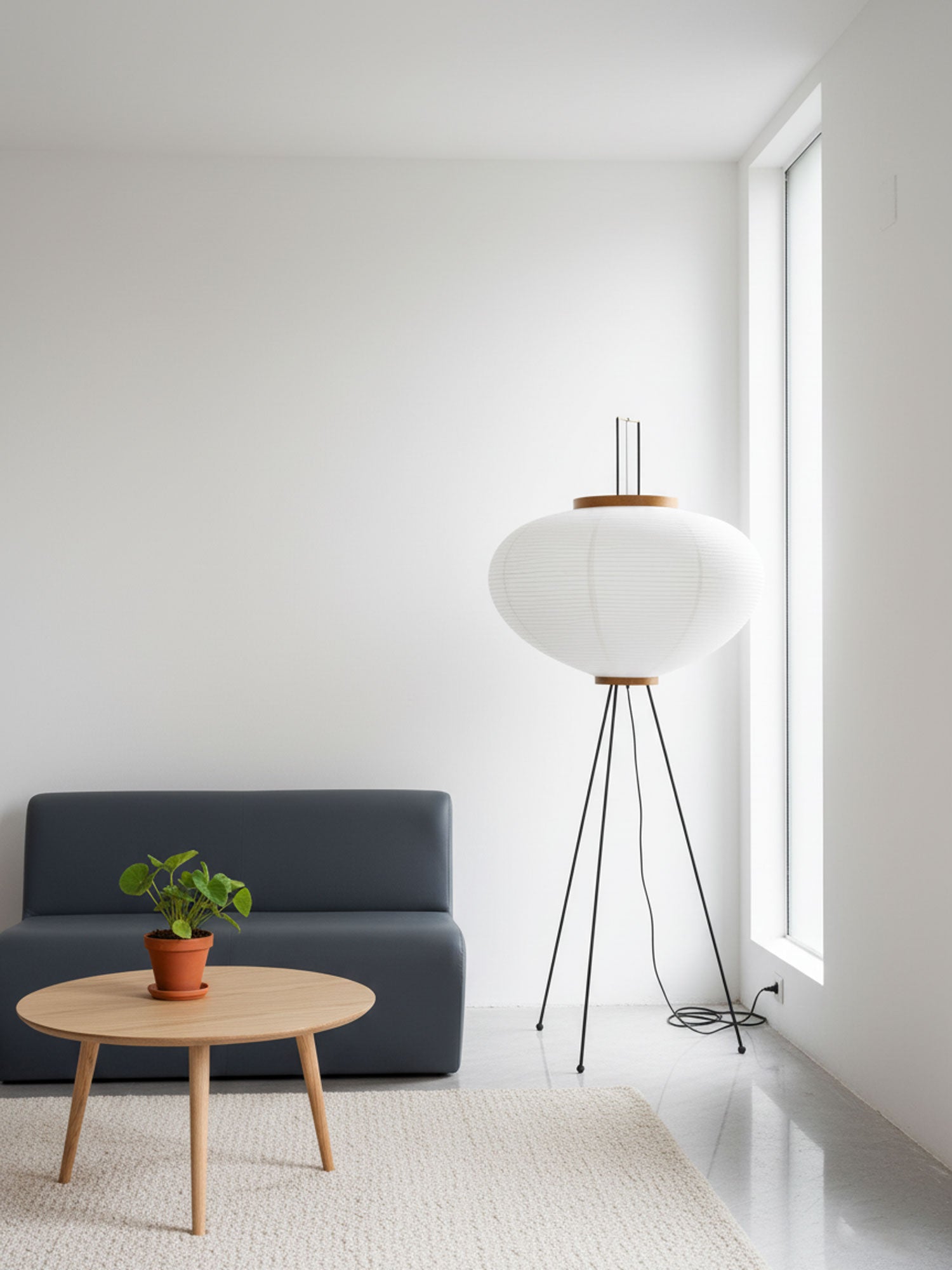 Akari Floor Lamp 47 in Mulberry Paper White Indoor Ambient Lighting Decorative Sculpture | Thomler