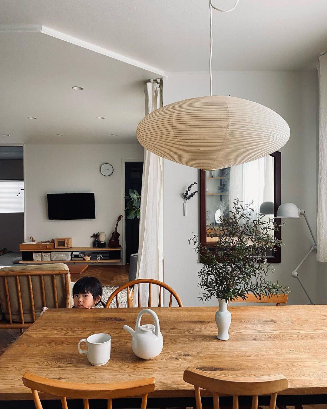 Akari Handcrafted Mulberry Paper Pendant Light 17.7 in Ceiling Indoor Warm Glow LED Edison Bulb | Thomler
