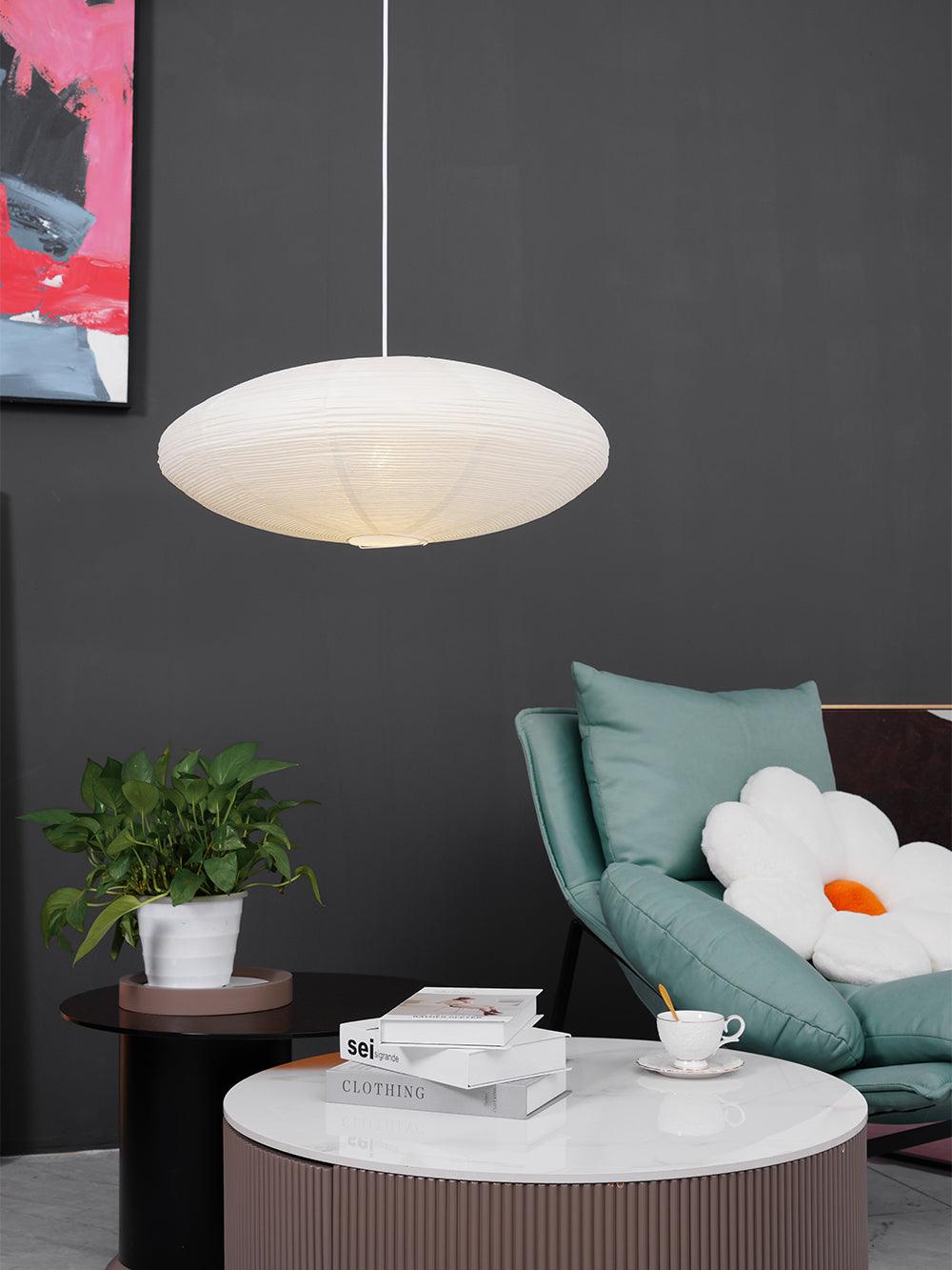 Akari Handcrafted Mulberry Paper Pendant Light 17.7 in Ceiling Indoor Warm Glow LED Edison Bulb | Thomler