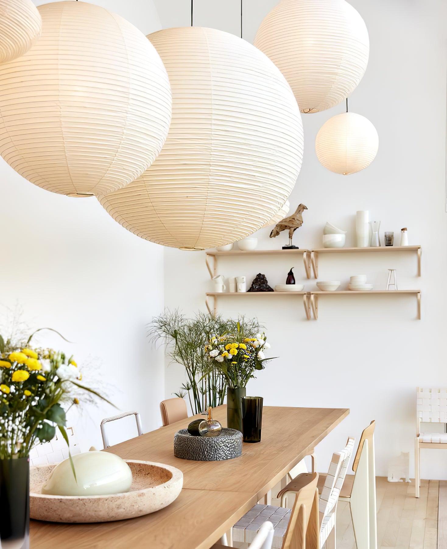 Pendant Lamp Mulberry Paper 15.7 in Adjustable Indoor Ceiling Lighting Modern Dining Room Kitchen Island Hanging Light | Thomler
