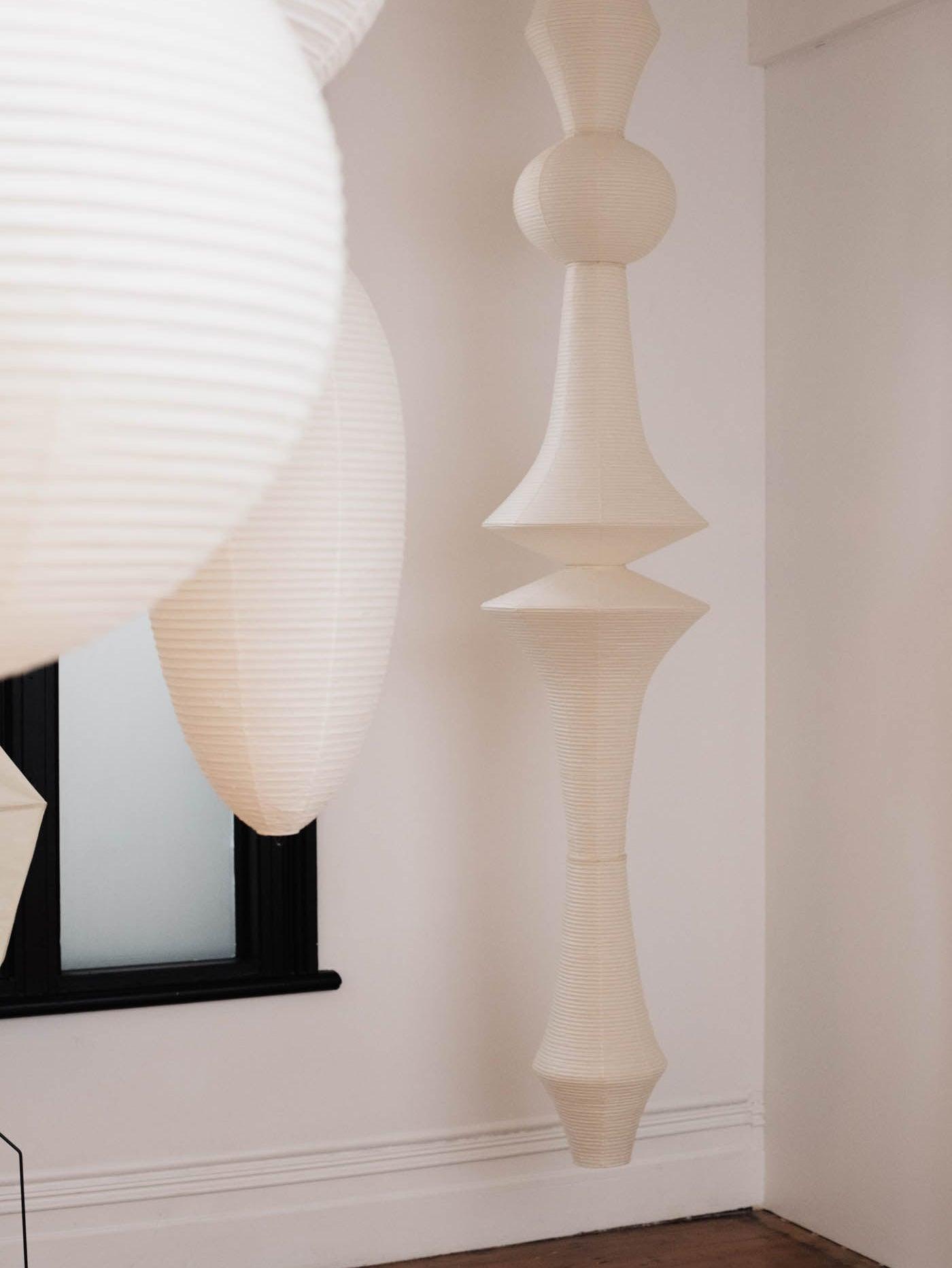 Washi Paper Pendant Light 12.2 in x 55.1 in White Indoor Ceiling Hanging Lamp Warm Ambient Lighting Decorative E26 E27 | Thomler