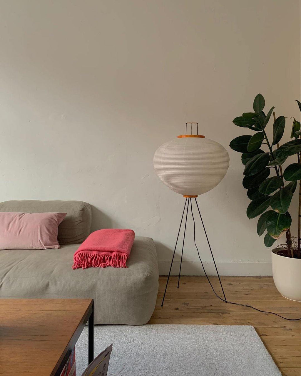 Akari Floor Lamp 47 in Mulberry Paper White Indoor Ambient Lighting Decorative Sculpture | Thomler