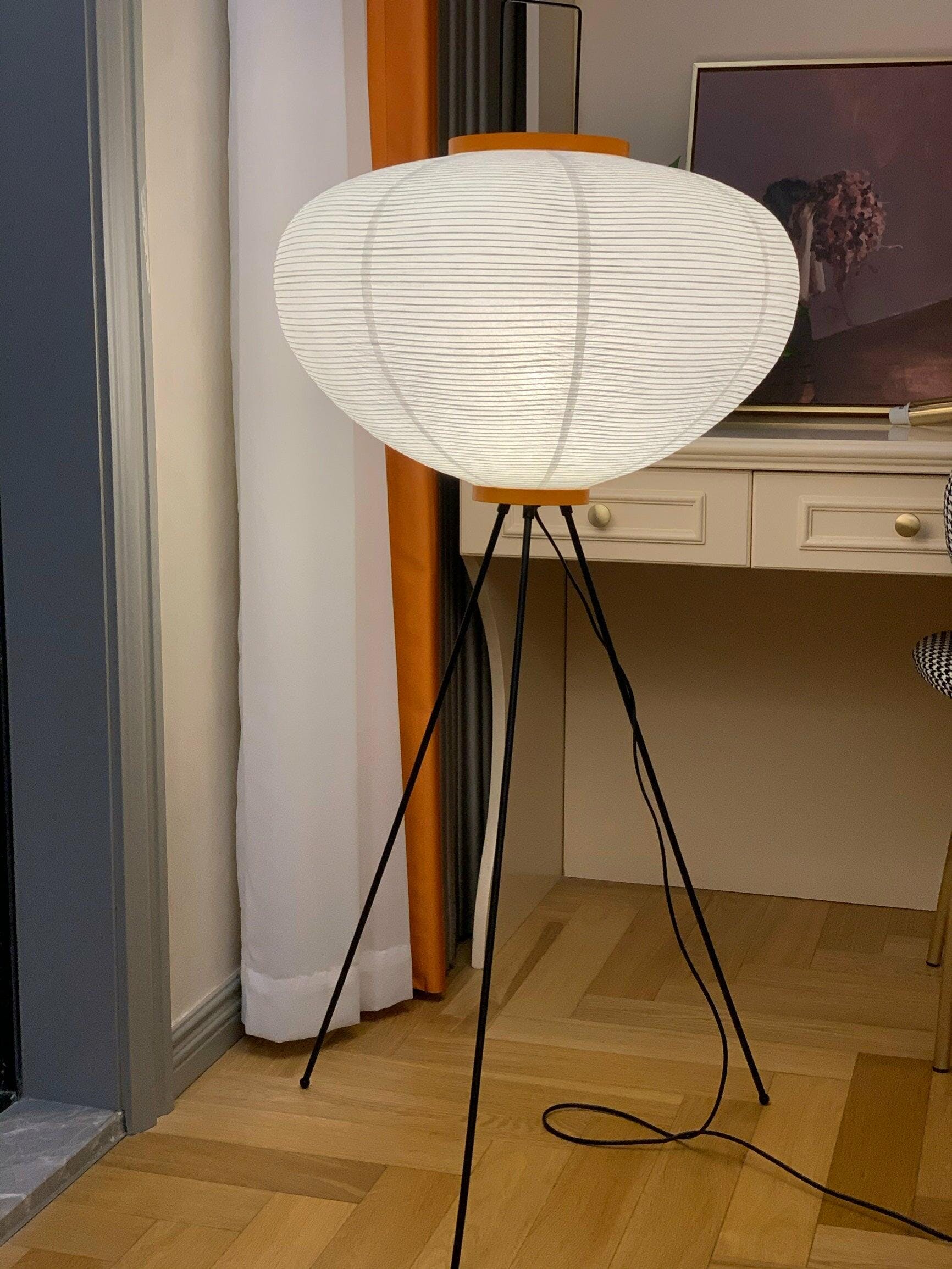 Akari Floor Lamp 47 in Mulberry Paper White Indoor Ambient Lighting Decorative Sculpture | Thomler