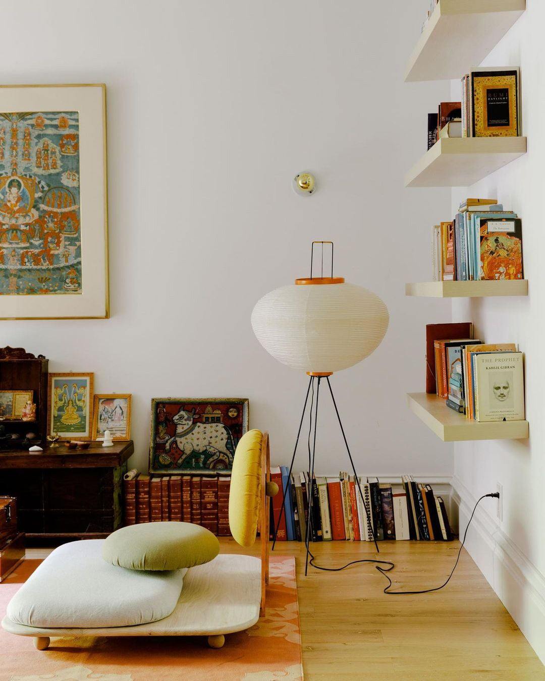 Akari Floor Lamp 47 in Mulberry Paper White Indoor Ambient Lighting Decorative Sculpture | Thomler