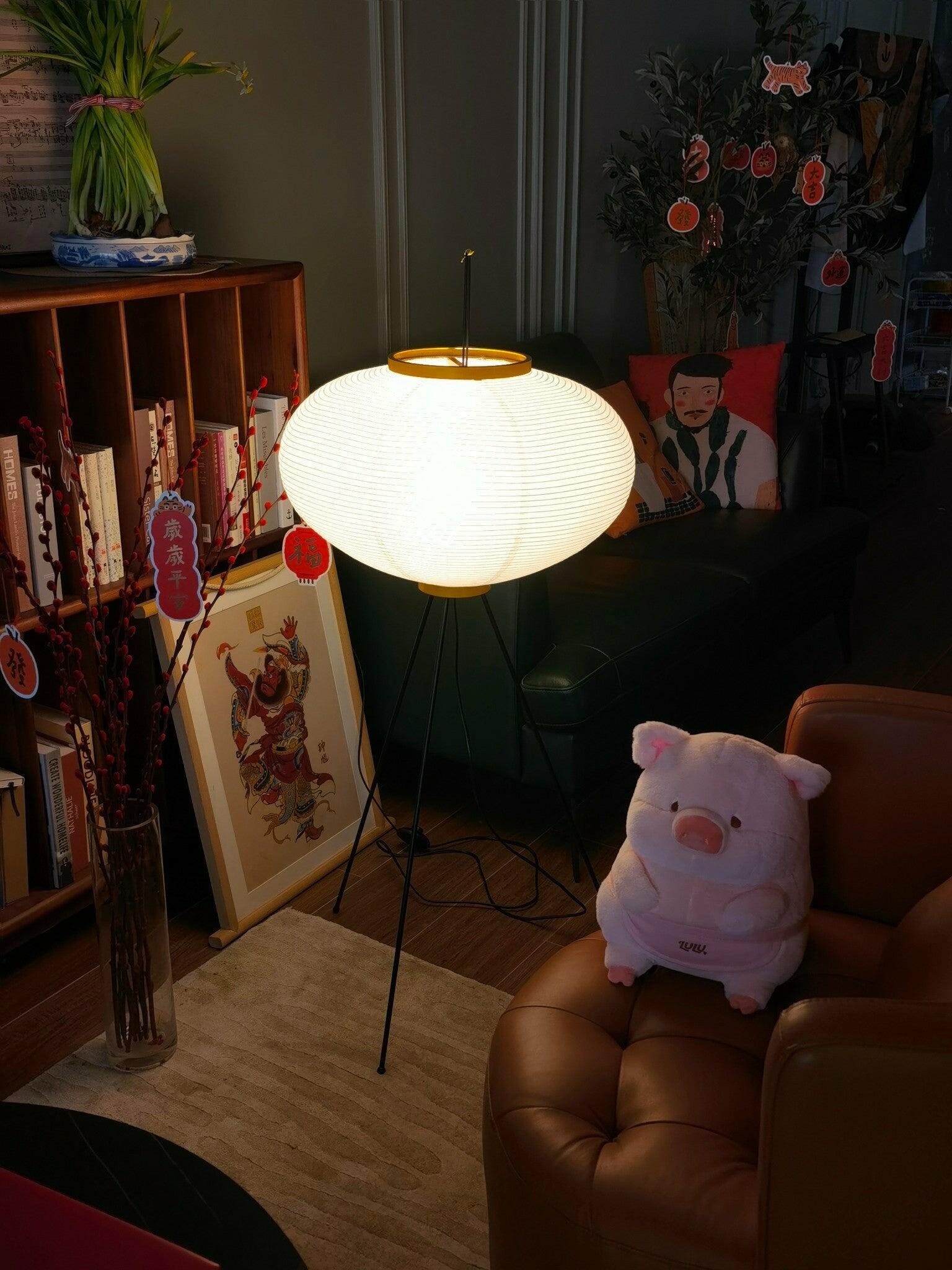 Akari Floor Lamp 47 in Mulberry Paper White Indoor Ambient Lighting Decorative Sculpture | Thomler