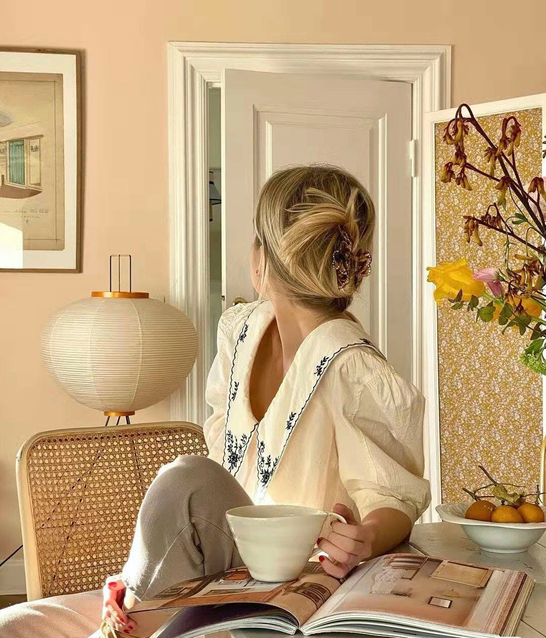 Akari Floor Lamp 47 in Mulberry Paper White Indoor Ambient Lighting Decorative Sculpture | Thomler