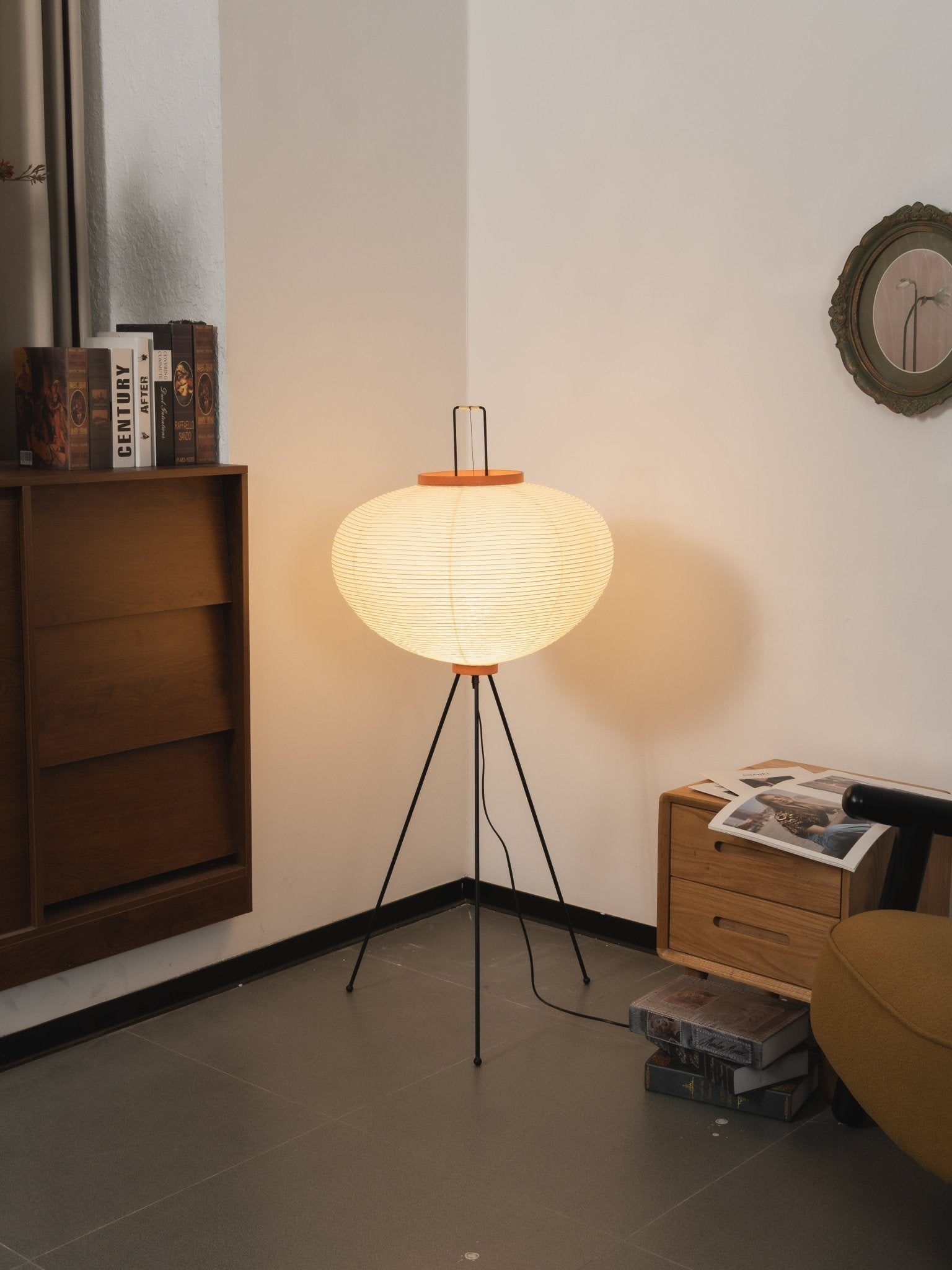 Akari Floor Lamp 47 in Mulberry Paper White Indoor Ambient Lighting Decorative Sculpture | Thomler