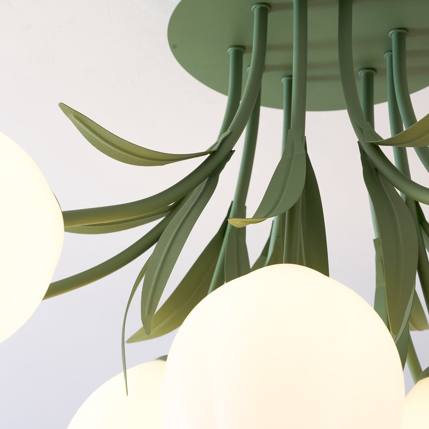 Ceiling Light Metal Acrylic 21.7 in Floral White Green Living Room Bedroom Bathroom Fixture Decorative | Thomler
