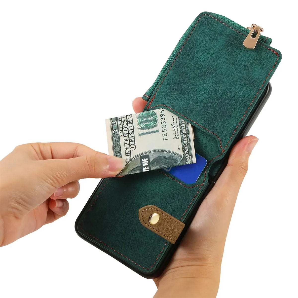 Foldable Phone Wallet Case with Zipper Pouch & Card Slots for Motorola Razr 2023-2026 Models – Protective PU Leather Cover with Magnetic | Thomler