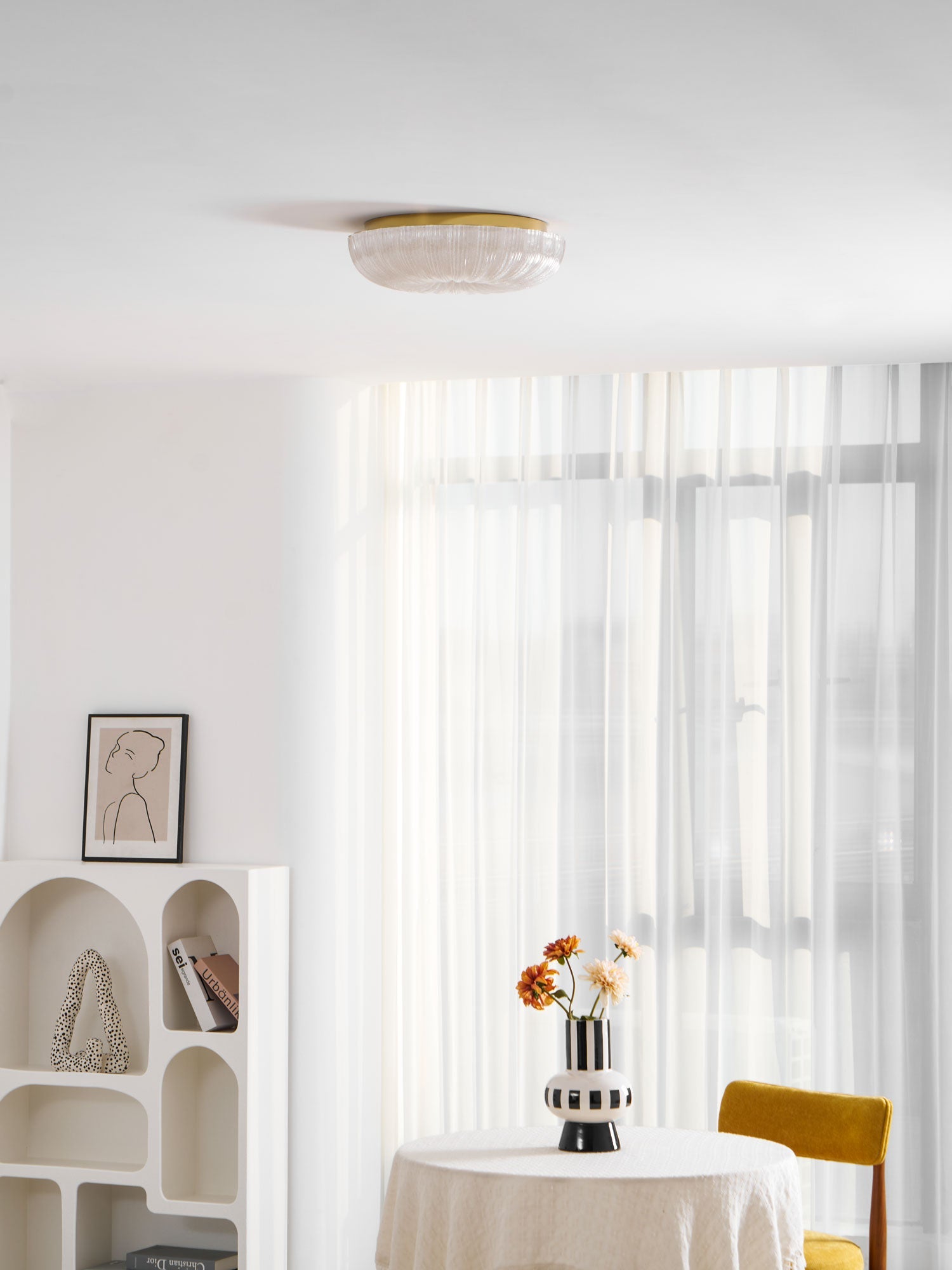 Frosted Glass Ceiling Light 15.7 in Warm Neutral Cool Indoor Lighting Modern Fixture | Thomler