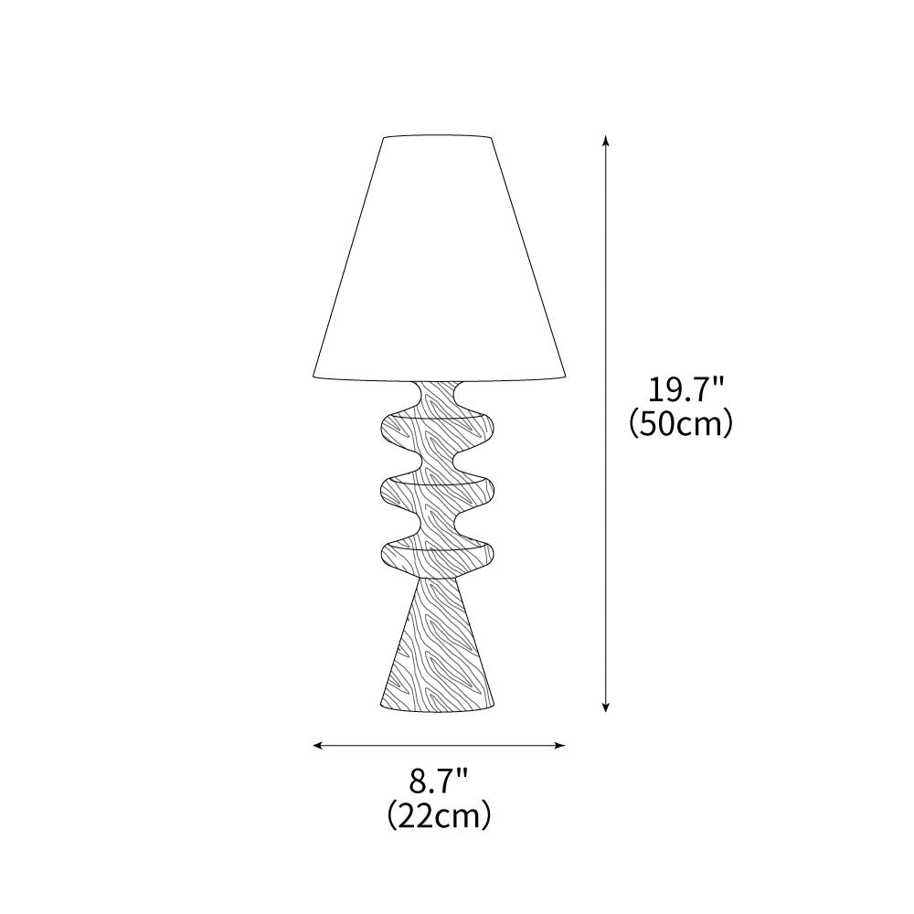 Sculptural Wood Table Lamp with Fabric Shade 20 Inches Tall for Bedside Reading Light Living Room Desk Accent Nightstand Lighting Modern Hom | Thomler