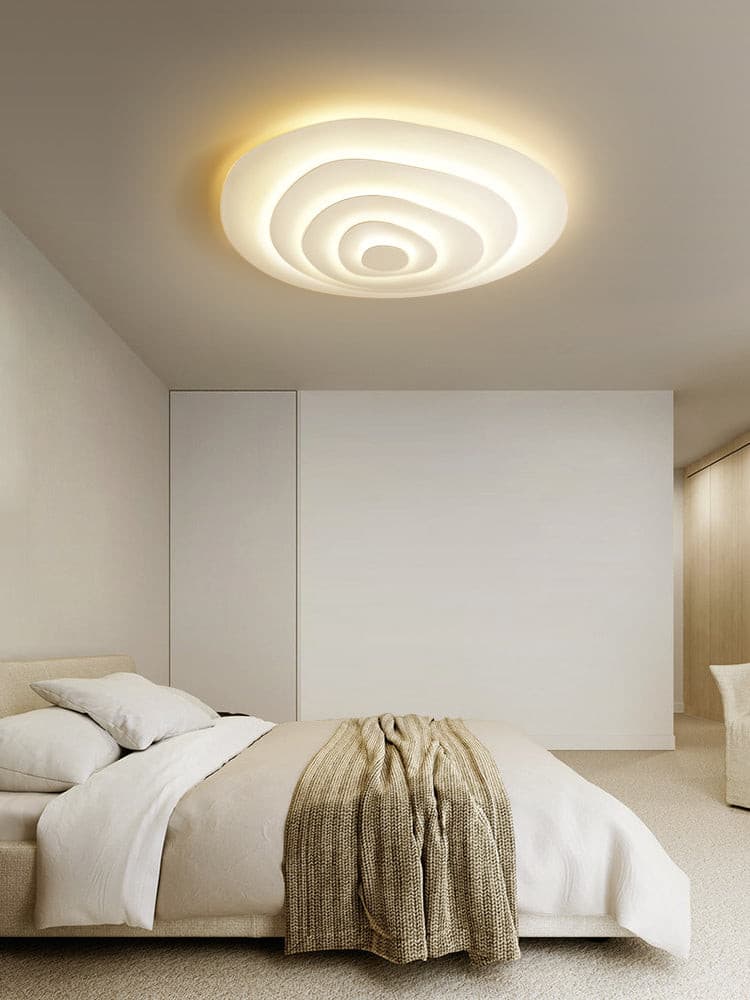 Ceiling Light Metal LED 18.5 in White Living Room Dining Modern Flush Mount Fixture Wide Panel Lighting | Thomler
