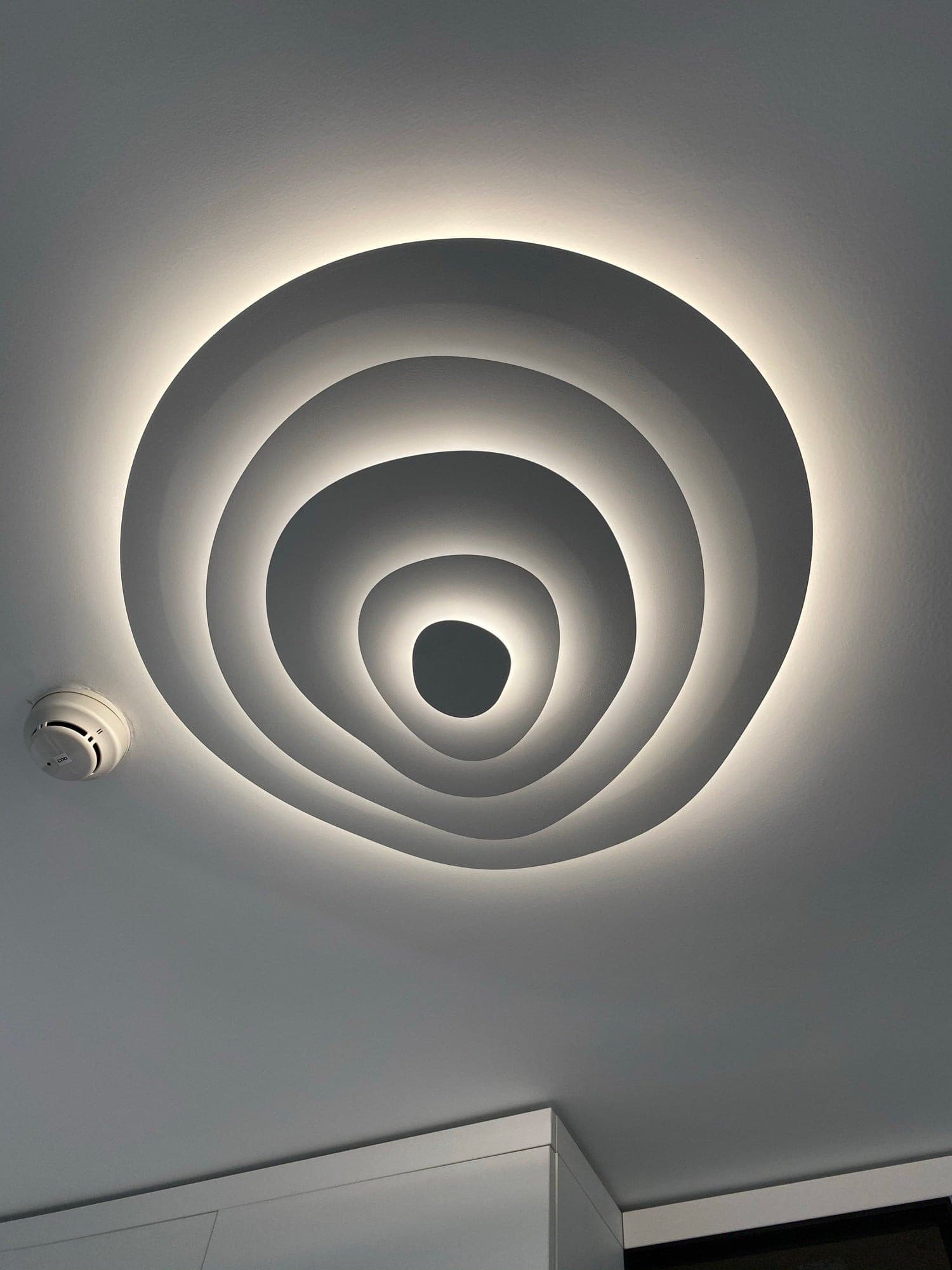 Ceiling Light Metal LED 18.5 in White Living Room Dining Modern Flush Mount Fixture Wide Panel Lighting | Thomler