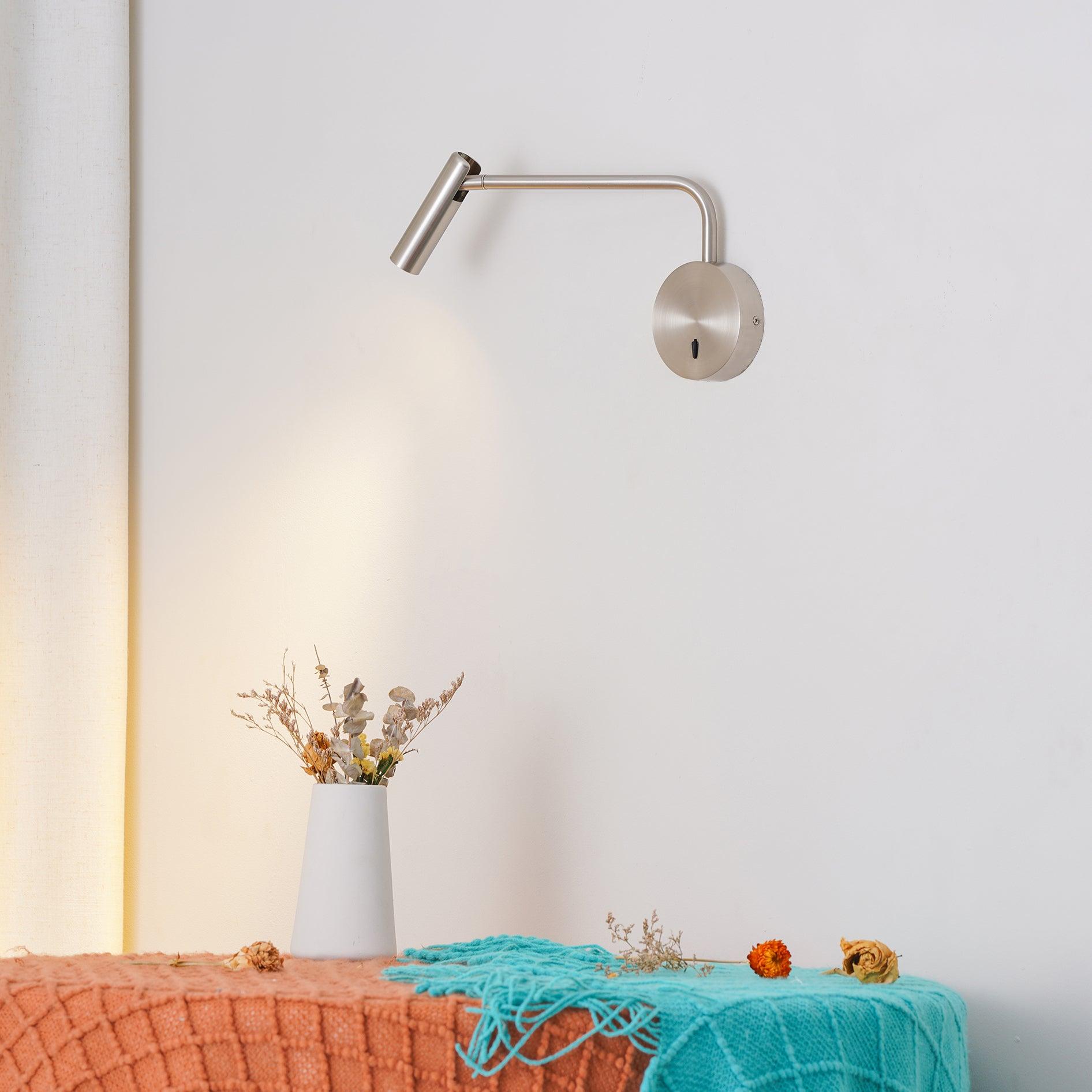 Wall Lamp Metal 9.4 in LED Adjustable Reading Bedroom Bedside Pivoting Arm Modern Lighting Fixture | Thomler