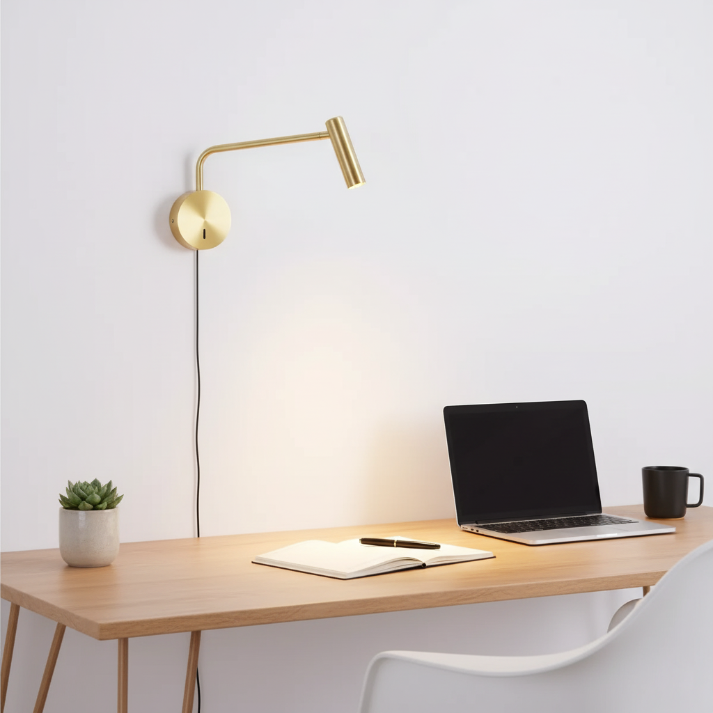 Wall Lamp Metal 9.4 in LED Adjustable Reading Bedroom Bedside Pivoting Arm Modern Lighting Fixture | Thomler