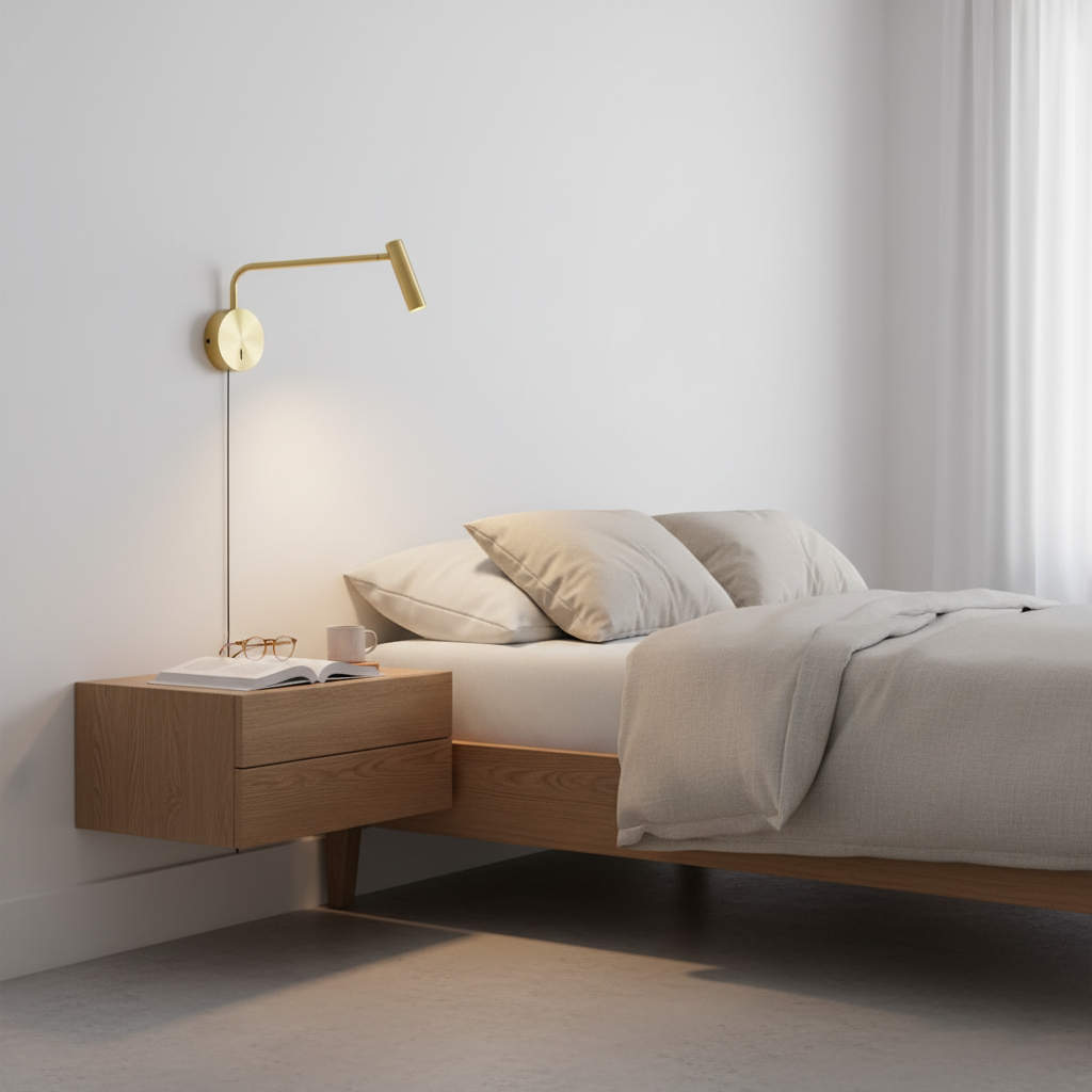 Wall Lamp Metal 9.4 in LED Adjustable Reading Bedroom Bedside Pivoting Arm Modern Lighting Fixture | Thomler