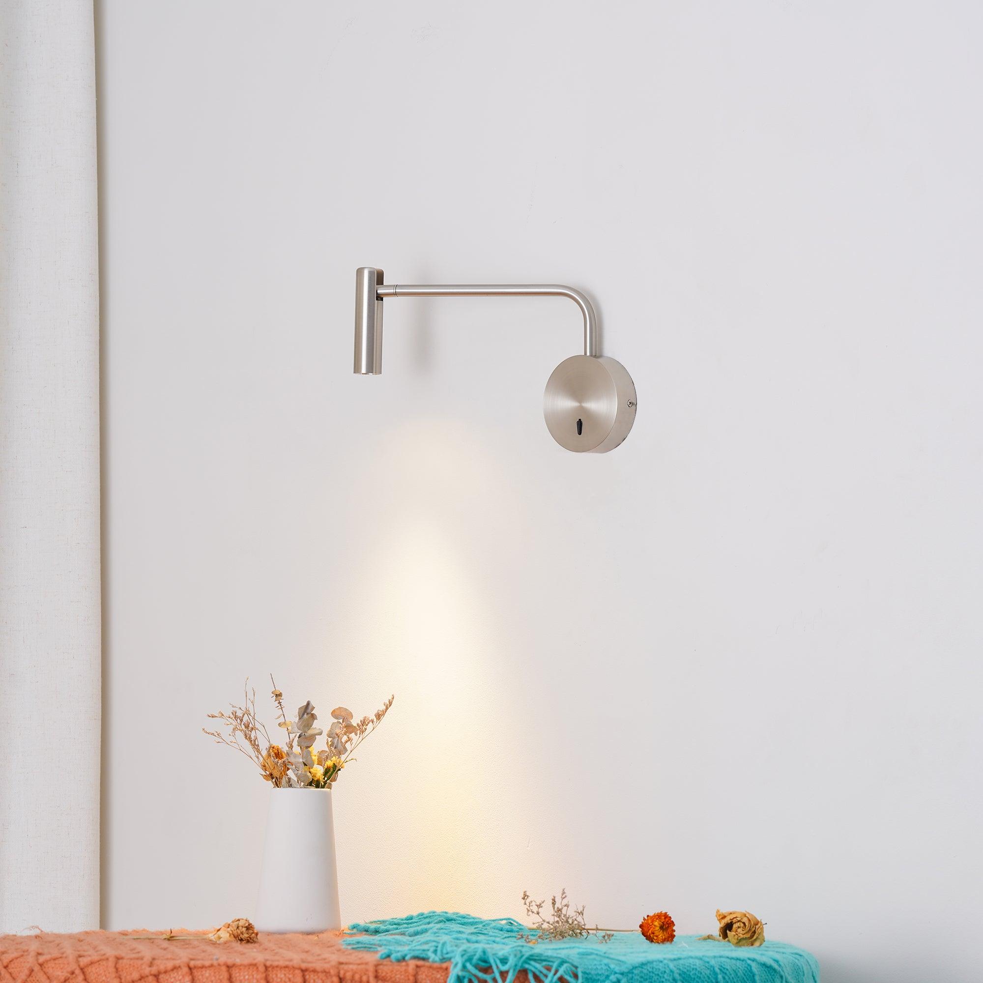 Wall Lamp Metal 9.4 in LED Adjustable Reading Bedroom Bedside Pivoting Arm Modern Lighting Fixture | Thomler