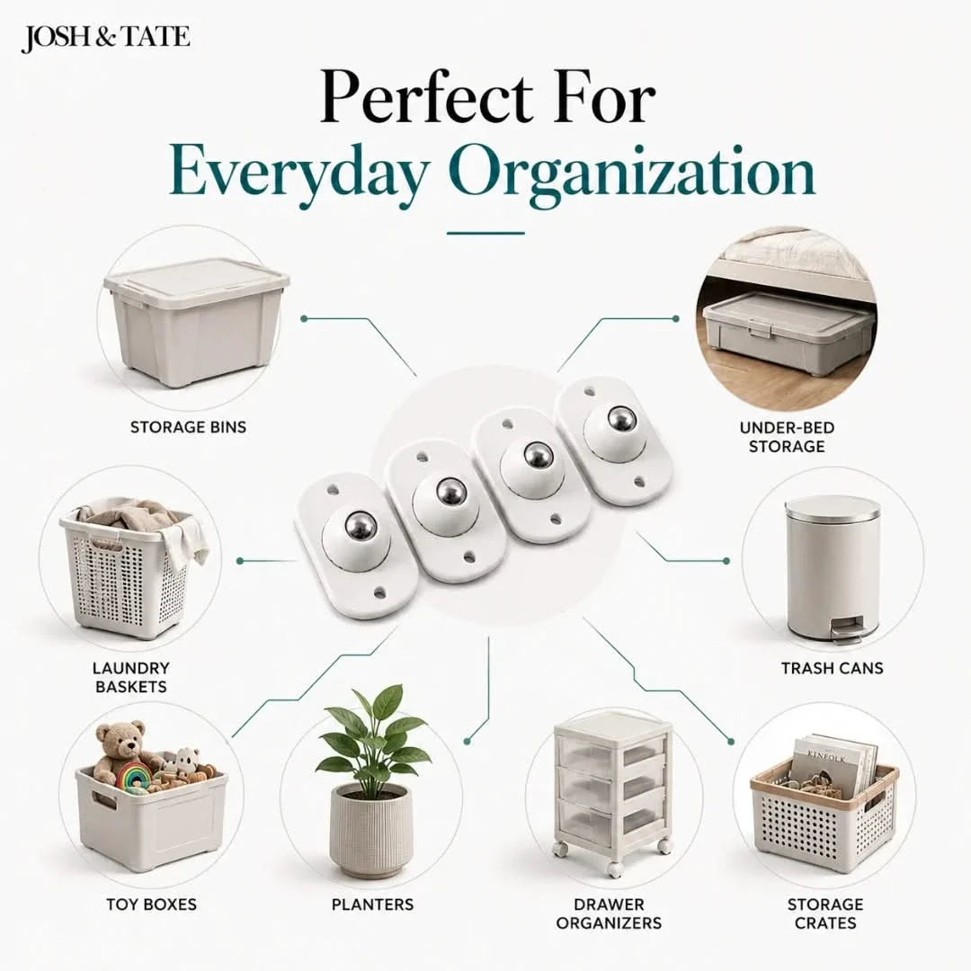 Adhesive Furniture Glides with Steel Ball Wheels – Add Mobility to Any Item Without Drilling | Thomler