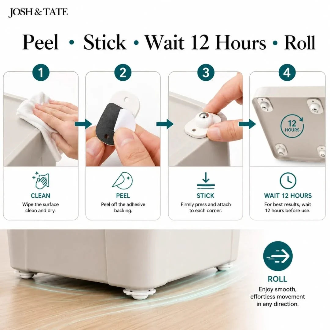 Adhesive Furniture Glides with Steel Ball Wheels – Add Mobility to Any Item Without Drilling | Thomler