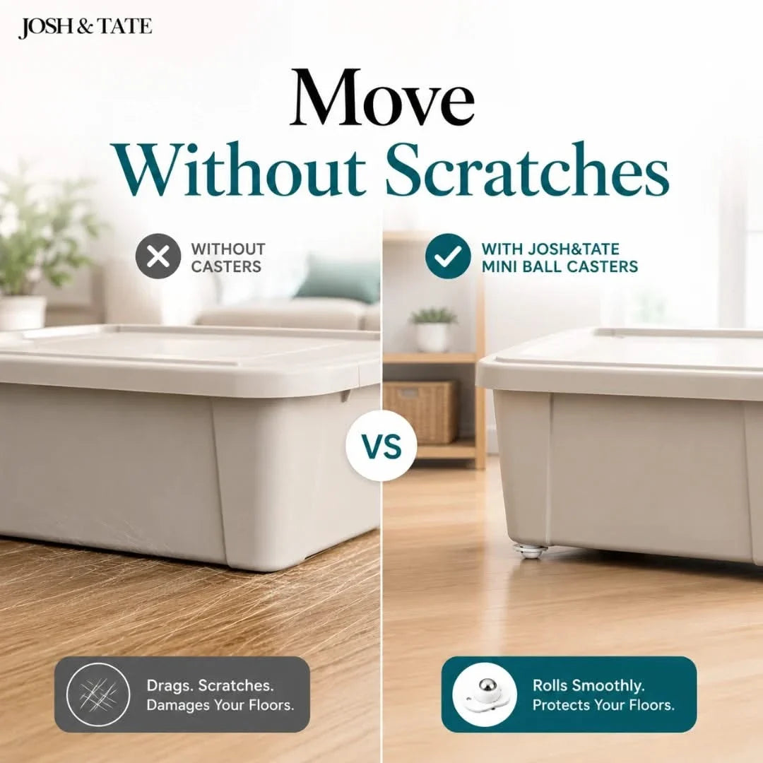 Adhesive Furniture Glides with Steel Ball Wheels – Add Mobility to Any Item Without Drilling | Thomler