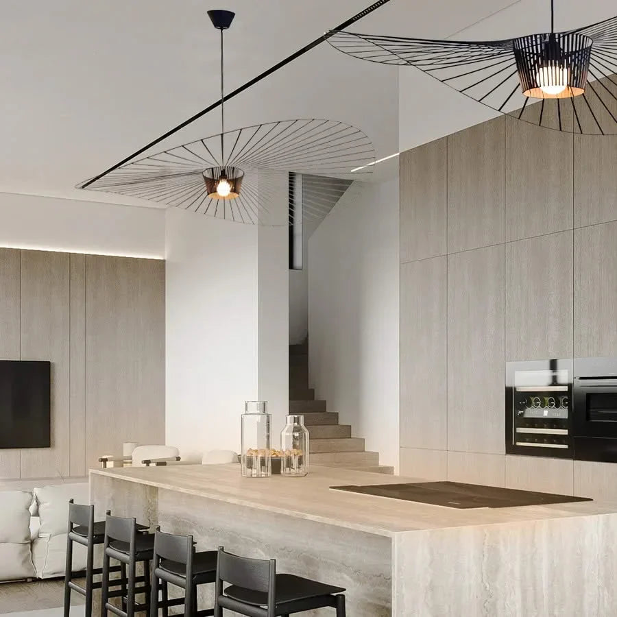 Pendant Light Metal Fibreglass 150.0 cm Adjustable Dining Room Kitchen Island Modern Hanging Ceiling Lamp Wide Shade | Thomler