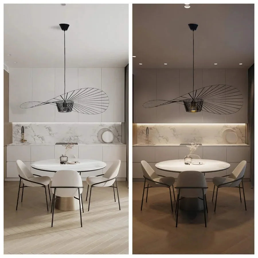 Pendant Light Metal Fibreglass 150.0 cm Adjustable Dining Room Kitchen Island Modern Hanging Ceiling Lamp Wide Shade | Thomler