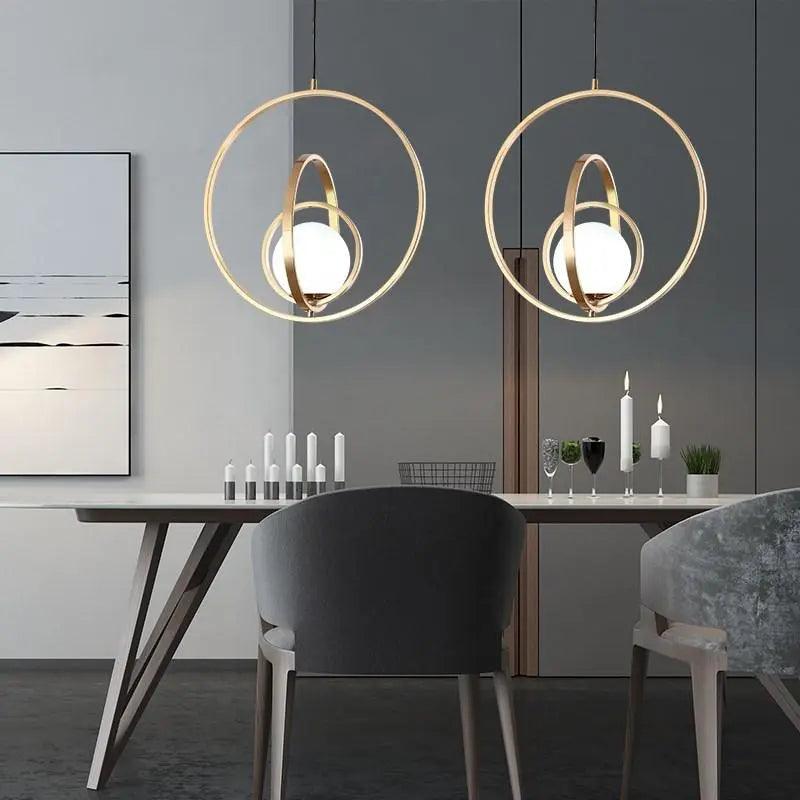 Adjustable Circular Pendant Light Gold Finish Multi-Ring Ceiling Fixture for Dining Room Kitchen Island Living Room Bedroom Modern Hanging L | Thomler