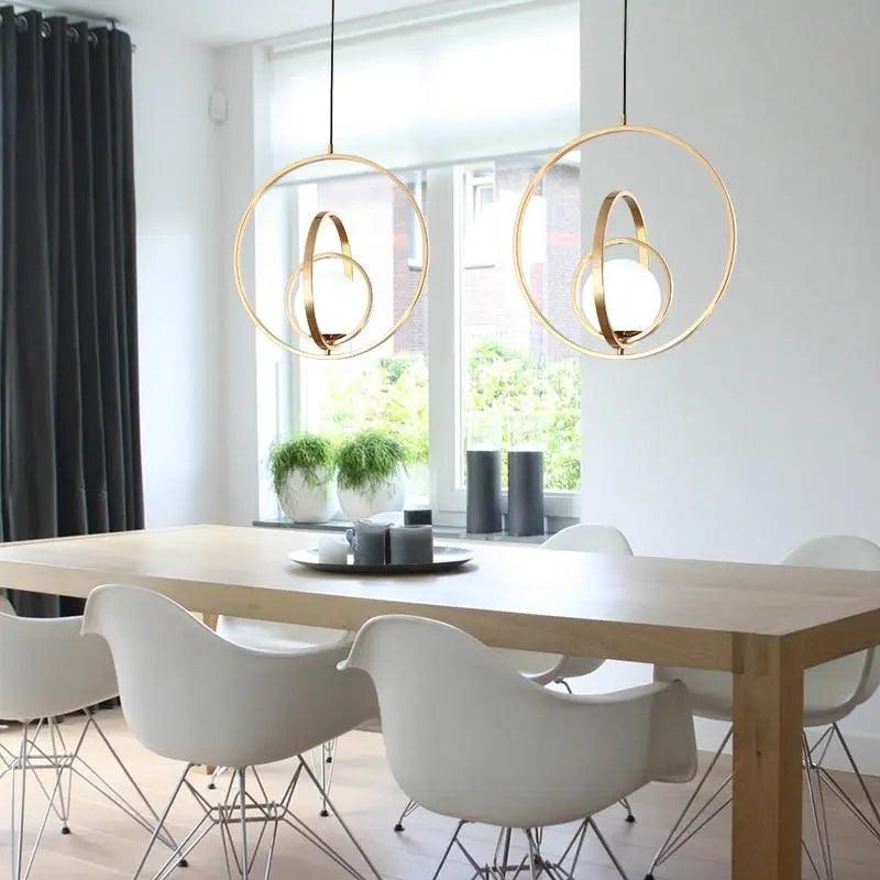 Adjustable Circular Pendant Light Gold Finish Multi-Ring Ceiling Fixture for Dining Room Kitchen Island Living Room Bedroom Modern Hanging L | Thomler