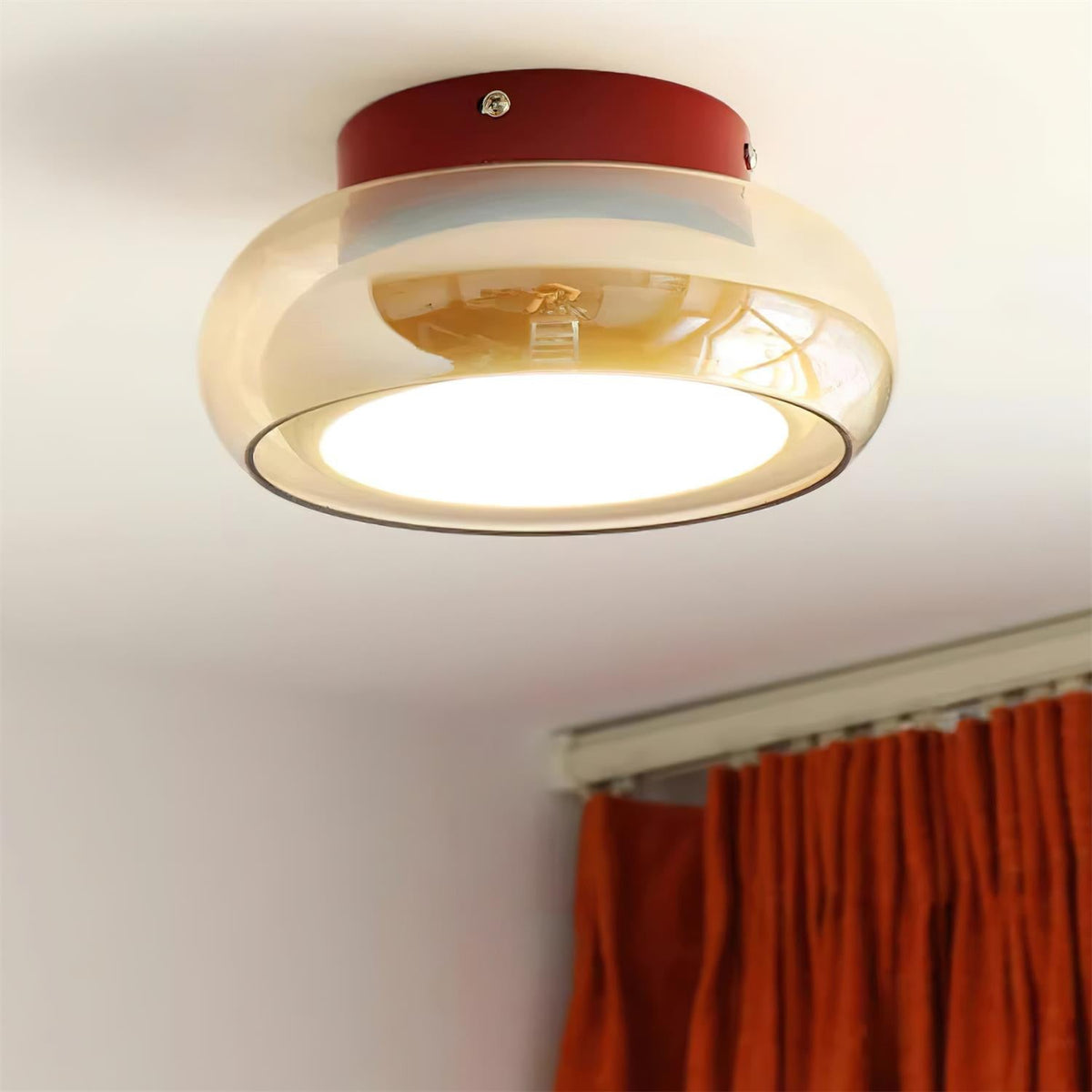Glass Flush Mount Ceiling Light with Metal Frame – Ambient LED Fixture for Bedroom, Living Room & Kitchen – 3 Color Temperatures | Thomler