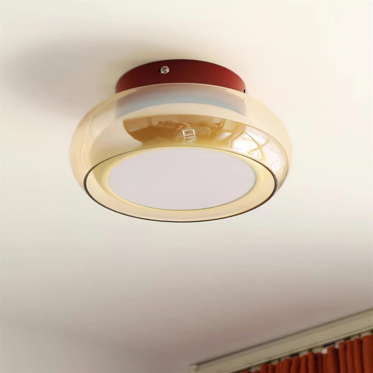 Glass Flush Mount Ceiling Light with Metal Frame – Ambient LED Fixture for Bedroom, Living Room & Kitchen – 3 Color Temperatures | Thomler