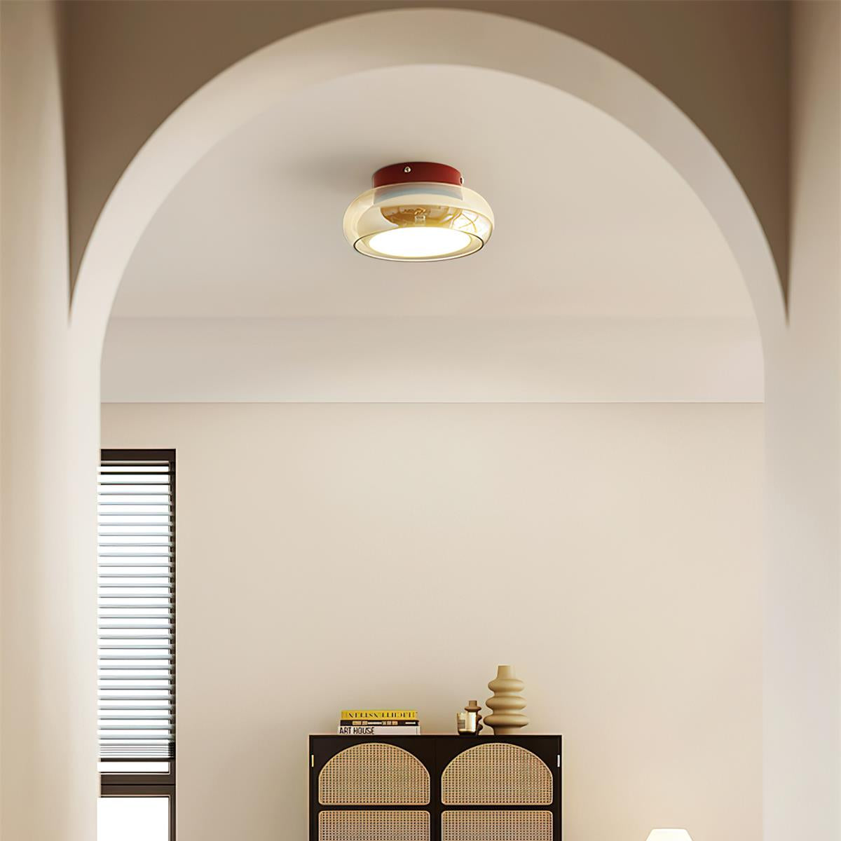 Glass Flush Mount Ceiling Light with Metal Frame – Ambient LED Fixture for Bedroom, Living Room & Kitchen – 3 Color Temperatures | Thomler