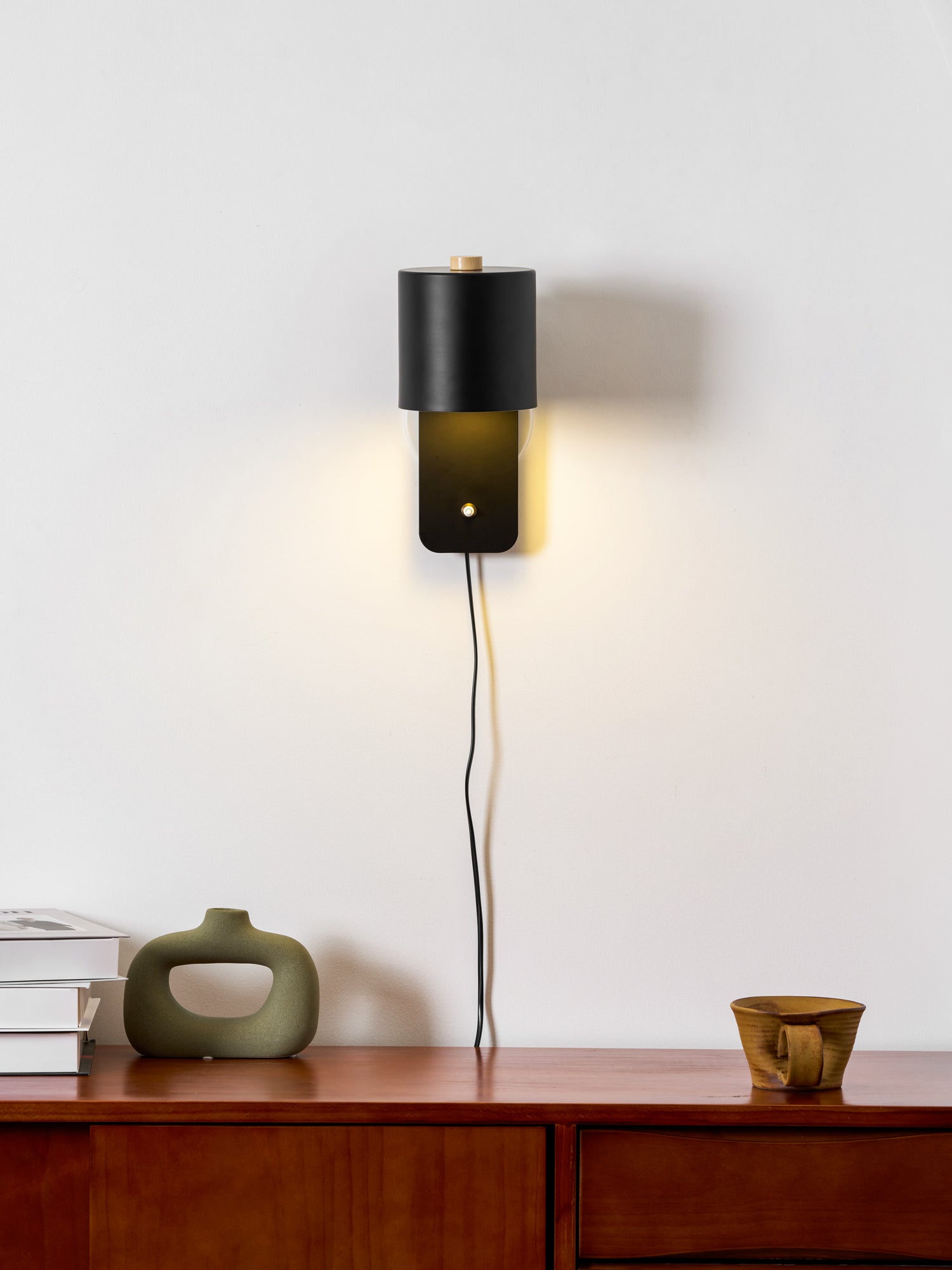 Rotatable Cylinder Plug-In Wall Lamp 11.8 in Metal Indoor Bedroom Living Room LED Edison Light White Grey Green Black | Thomler