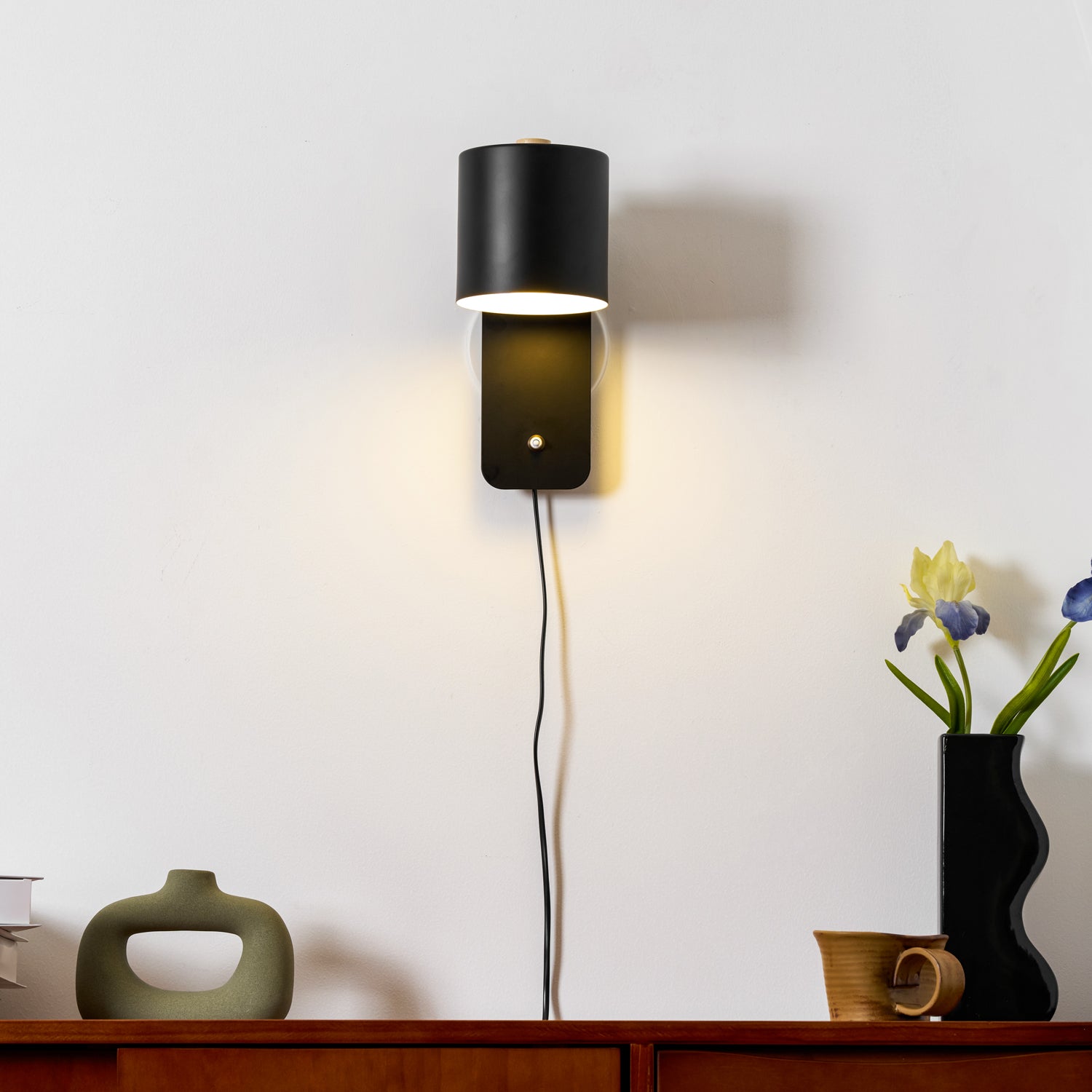 Rotatable Cylinder Plug-In Wall Lamp 11.8 in Metal Indoor Bedroom Living Room LED Edison Light White Grey Green Black | Thomler