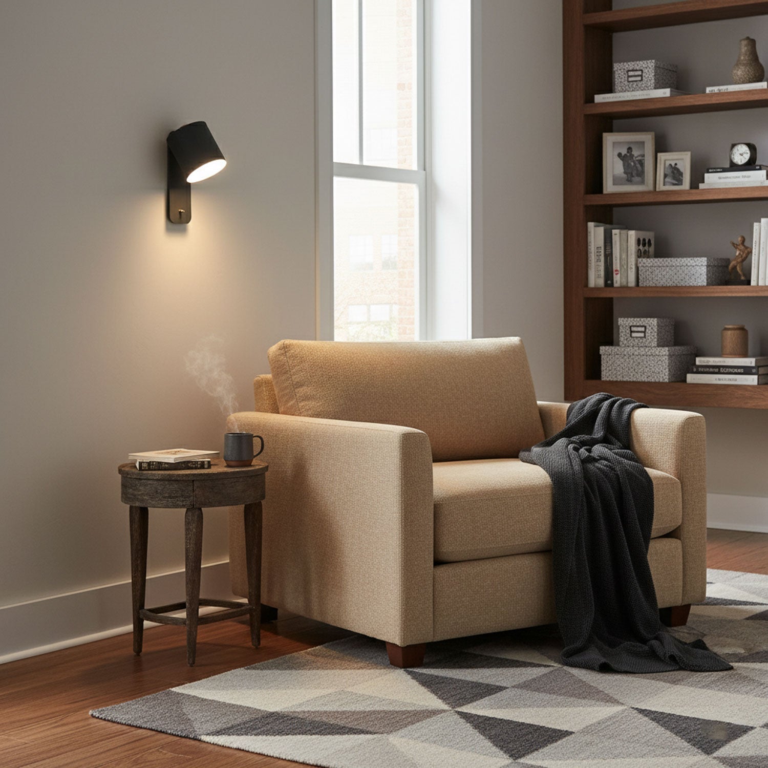 Rotatable Cylinder Wall Lamp Metal Wood 11.8 in Indoor Bedroom Living Room Lighting 350° Adjustable Minimalist Macaron Colors | Thomler