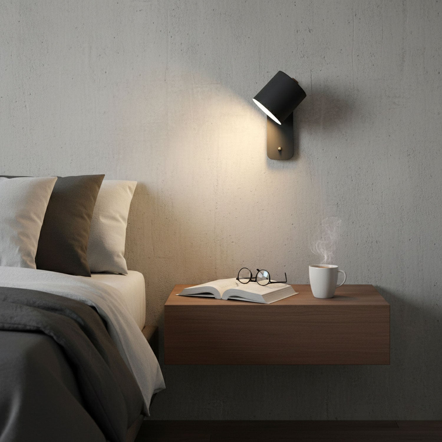Rotatable Cylinder Wall Lamp Metal Wood 11.8 in Indoor Bedroom Living Room Lighting 350° Adjustable Minimalist Macaron Colors | Thomler