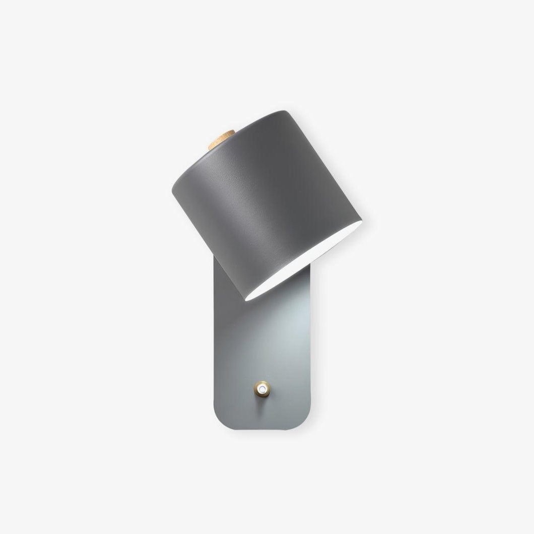 Rotatable Cylinder Wall Lamp Metal Wood 11.8 in Indoor Bedroom Living Room Lighting 350° Adjustable Minimalist Macaron Colors | Thomler