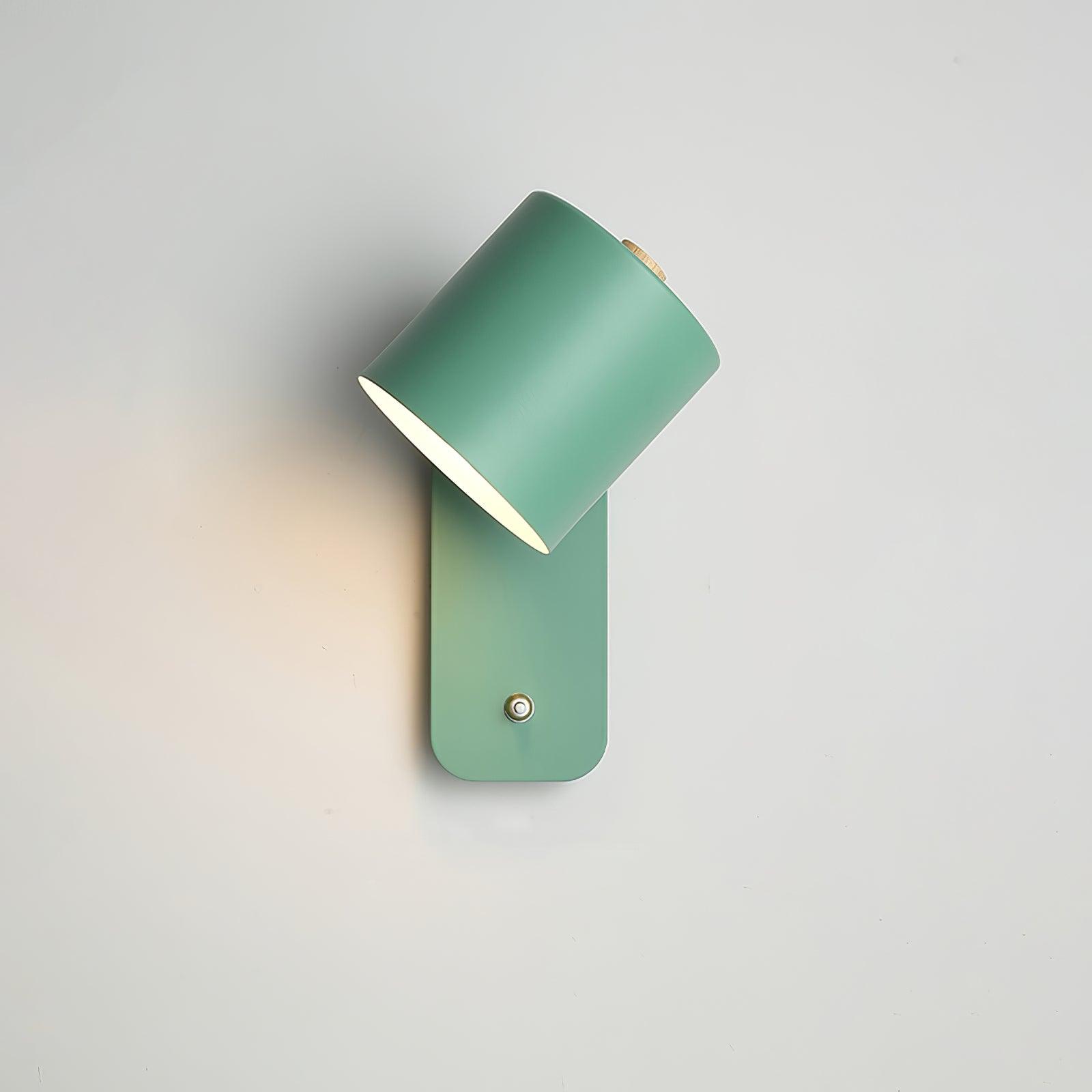 Rotatable Cylinder Wall Lamp Metal Wood 11.8 in Indoor Bedroom Living Room Lighting 350° Adjustable Minimalist Macaron Colors | Thomler