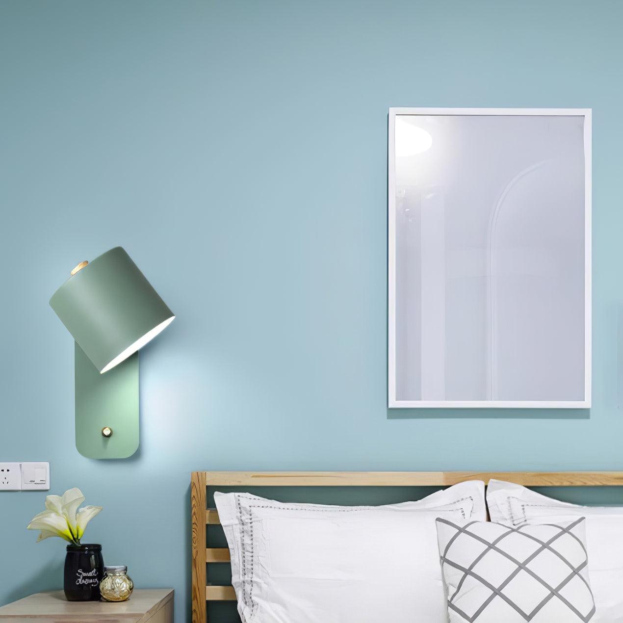Rotatable Cylinder Wall Lamp Metal Wood 11.8 in Indoor Bedroom Living Room Lighting 350° Adjustable Minimalist Macaron Colors | Thomler